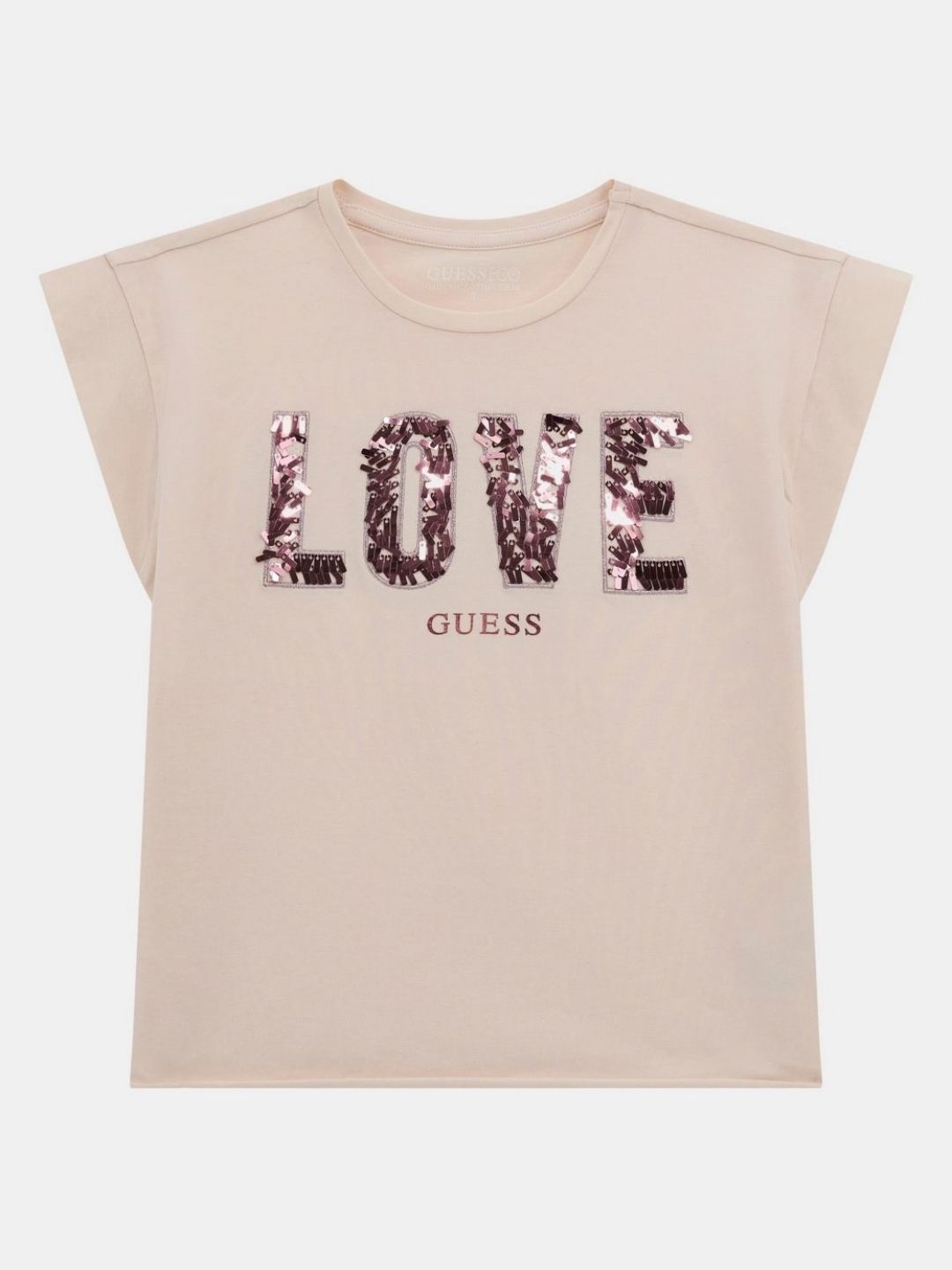 GUESS kids Girls Typography Printed Round Neck Cotton T-shirt