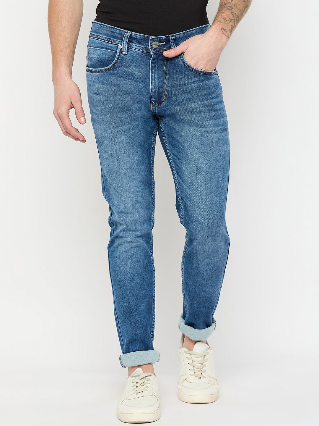 Duke Men Slim Fit Light Fade Stretchable Mid-Rise Jeans