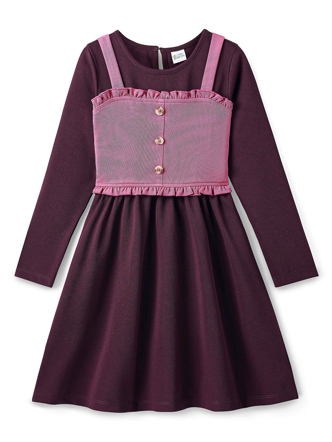 Hola Bonita Girls Round Neck Fit and Flare Dress with Corset
