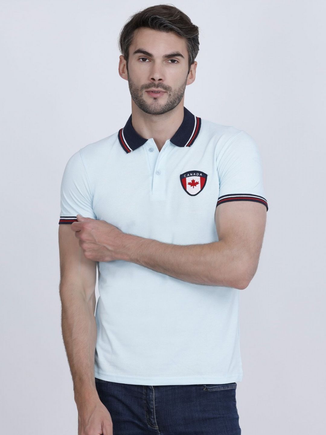 PYRO SPIRIT Men Solid Polo Collar Cotton T-shirt