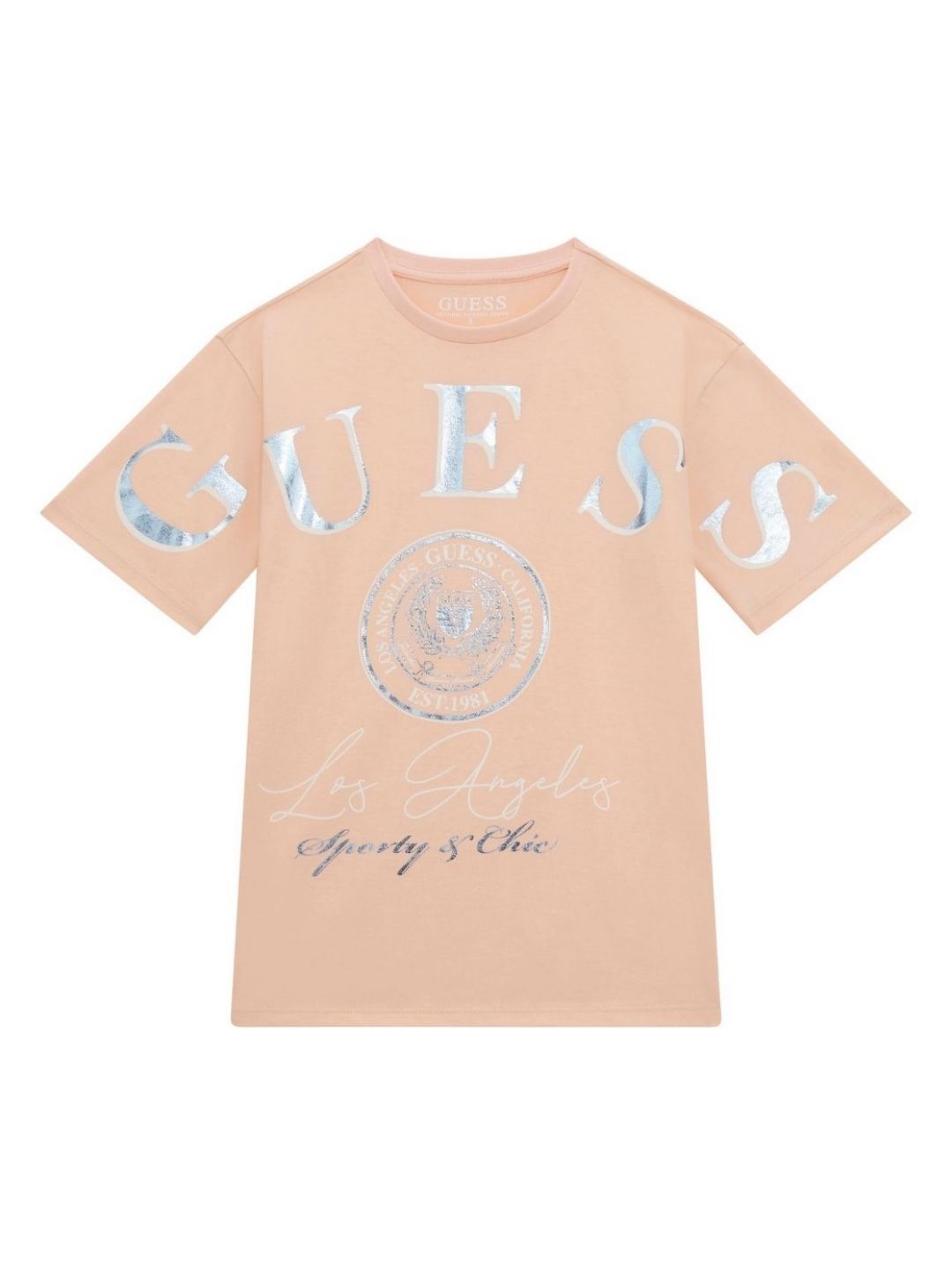 GUESS kids Girls Typography Printed Round Neck Cotton T-shirt