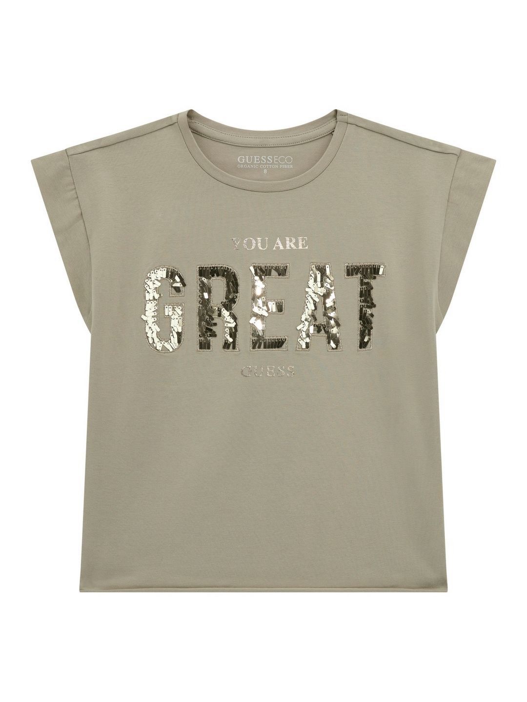 GUESS kids Girls Typography Printed Round Neck Cotton T-shirt