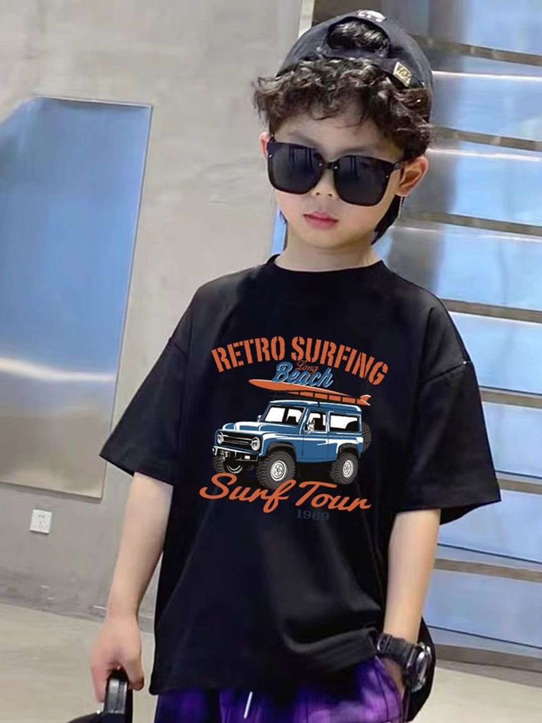 LULU & SKY Boys Graphic Printed Round Neck Cotton Oversized T-shirt