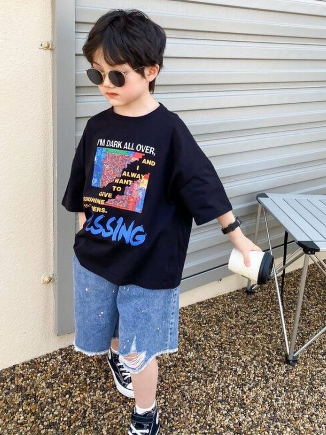 LULU & SKY Boys Graphic Printed Round Neck Cotton Oversized T-shirt