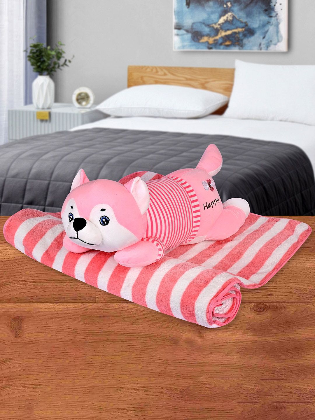 Besties Pink Sleeping Husky Dog 40 Cm