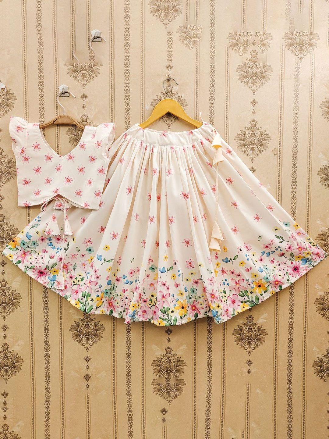 JOVK DESIGN Girls Printed Ready to Wear Lehenga With Blouse