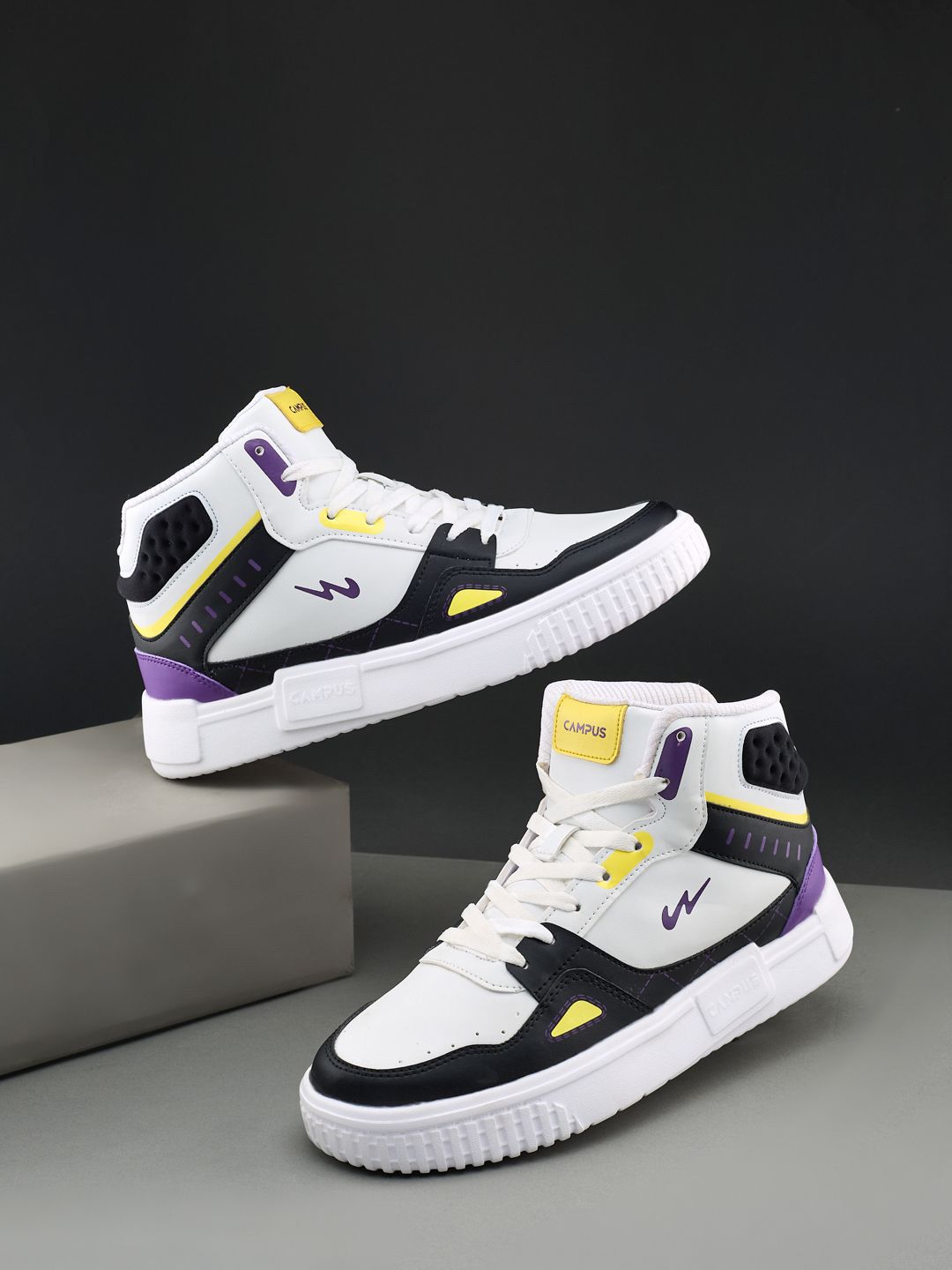 Campus Men Colourblocked PU Sneakers deal from myntra