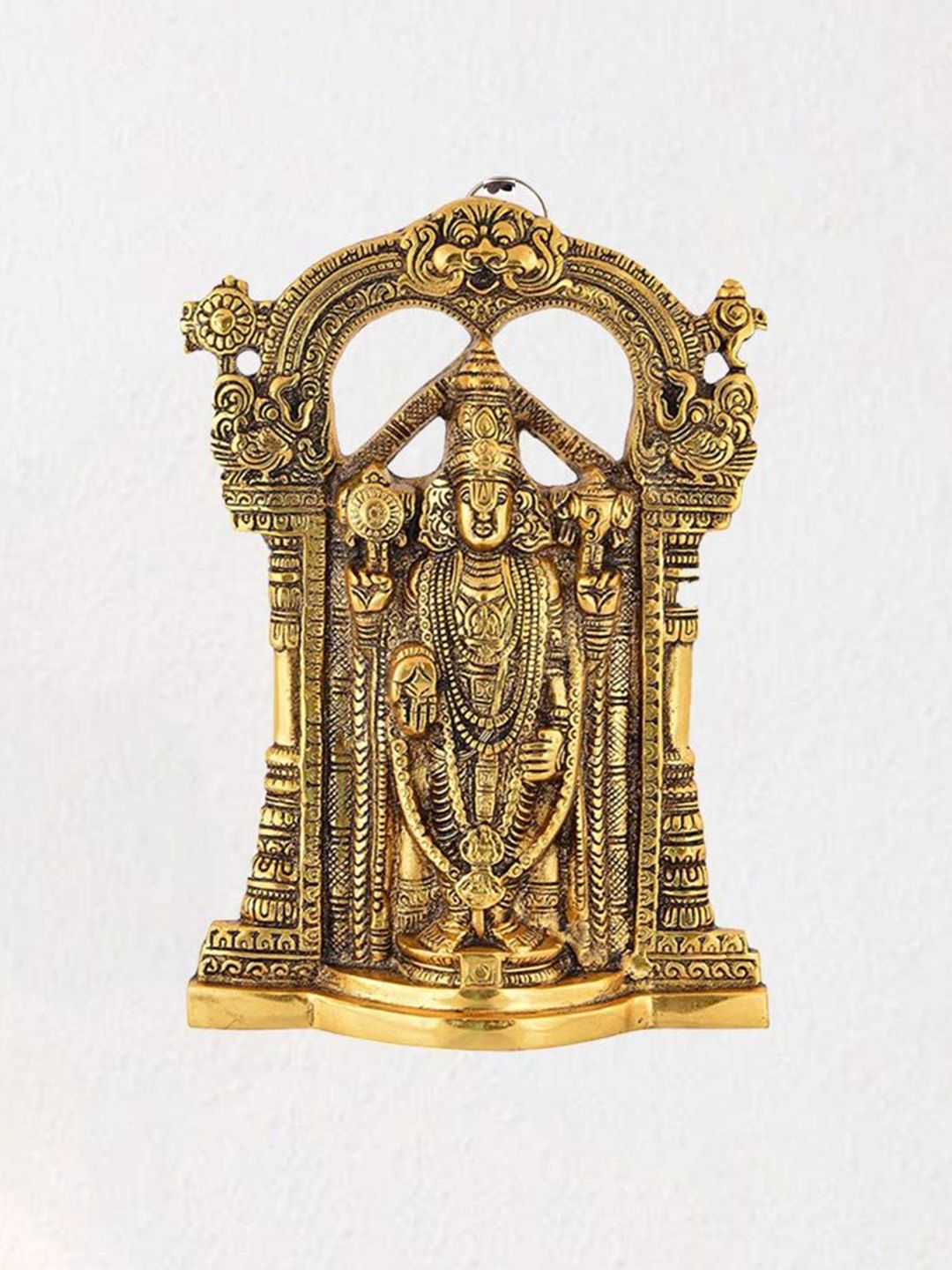 CRAFTAM Gold-Toned and Black Tirupati Balaji Metal Religious Idol Showpiece