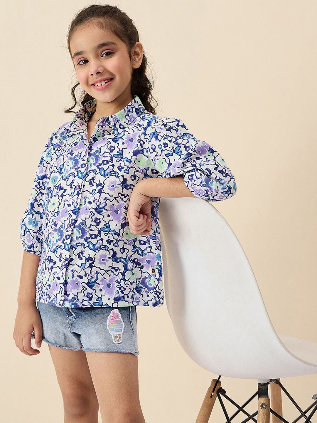 StyloBug Floral Print Shirt Style Top