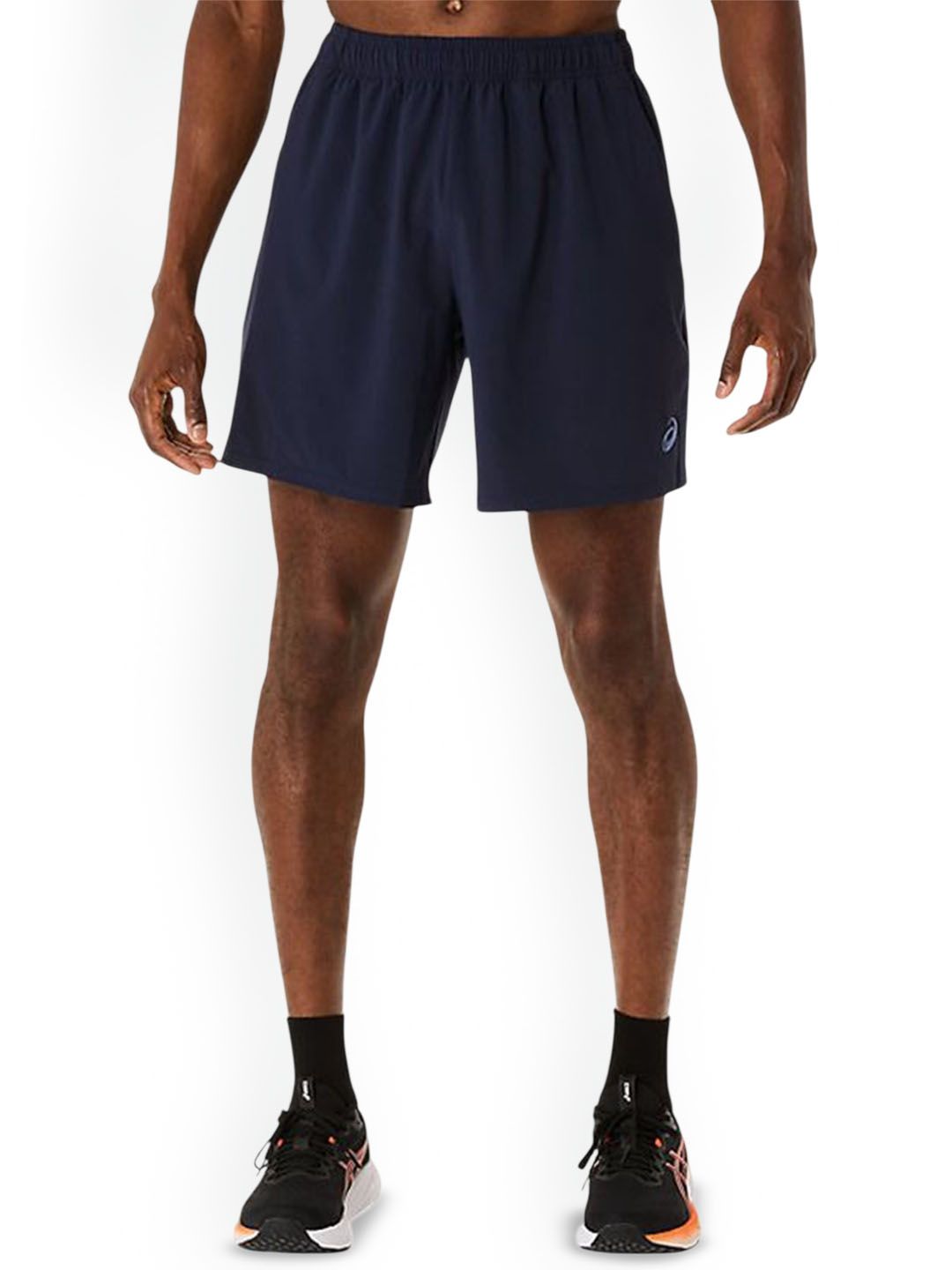 ASICS Spiral Embroidery Woven 7In Men Mid Rise Above Knee Shorts