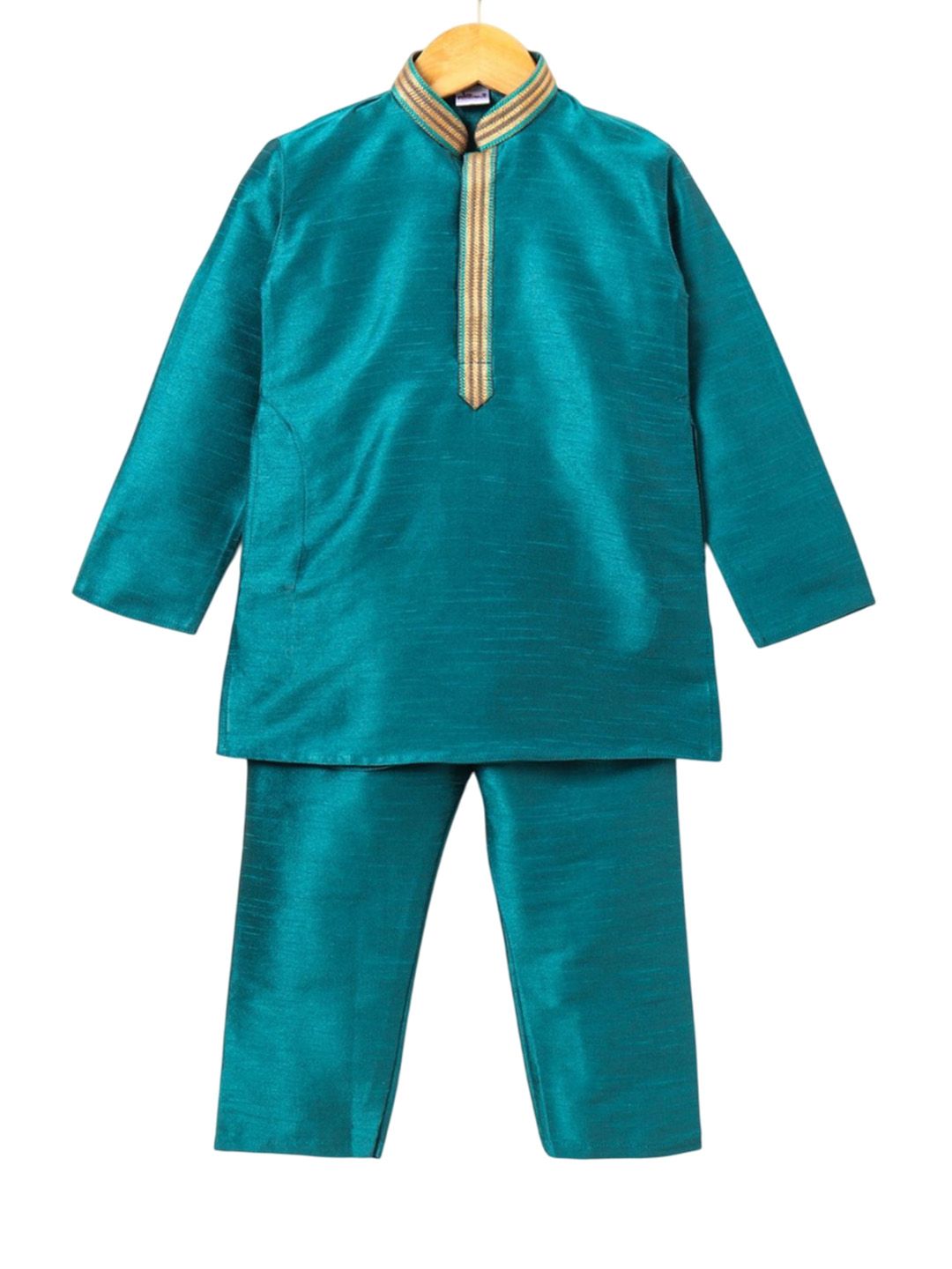 Pehanaava Boys Mandarin Collar Thread Work Kurta With Pyjamas