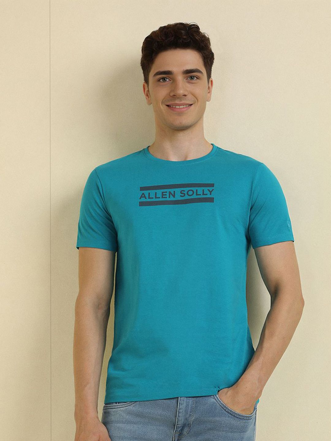 Allen Solly Men Typography Printed Round Neck Cotton T-shirt