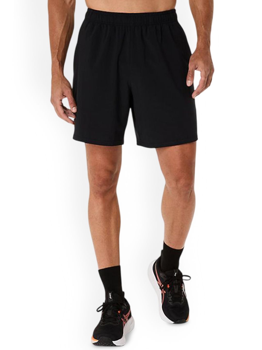 ASICS Spiral Embroidery Woven 7In Mem Mid Rise Above Knee Shorts