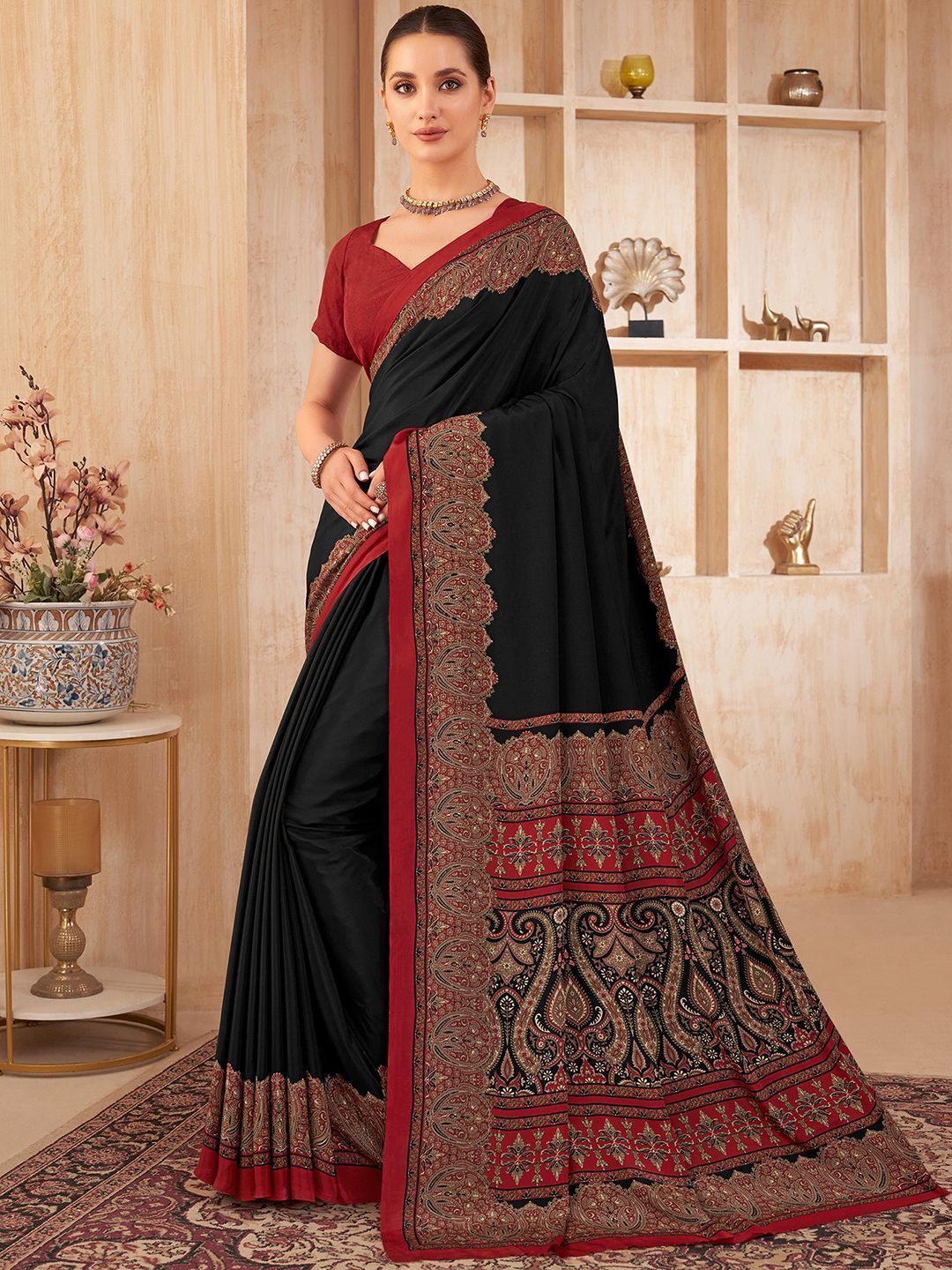 Mitera Paisley Silk Blend Jamdani Saree