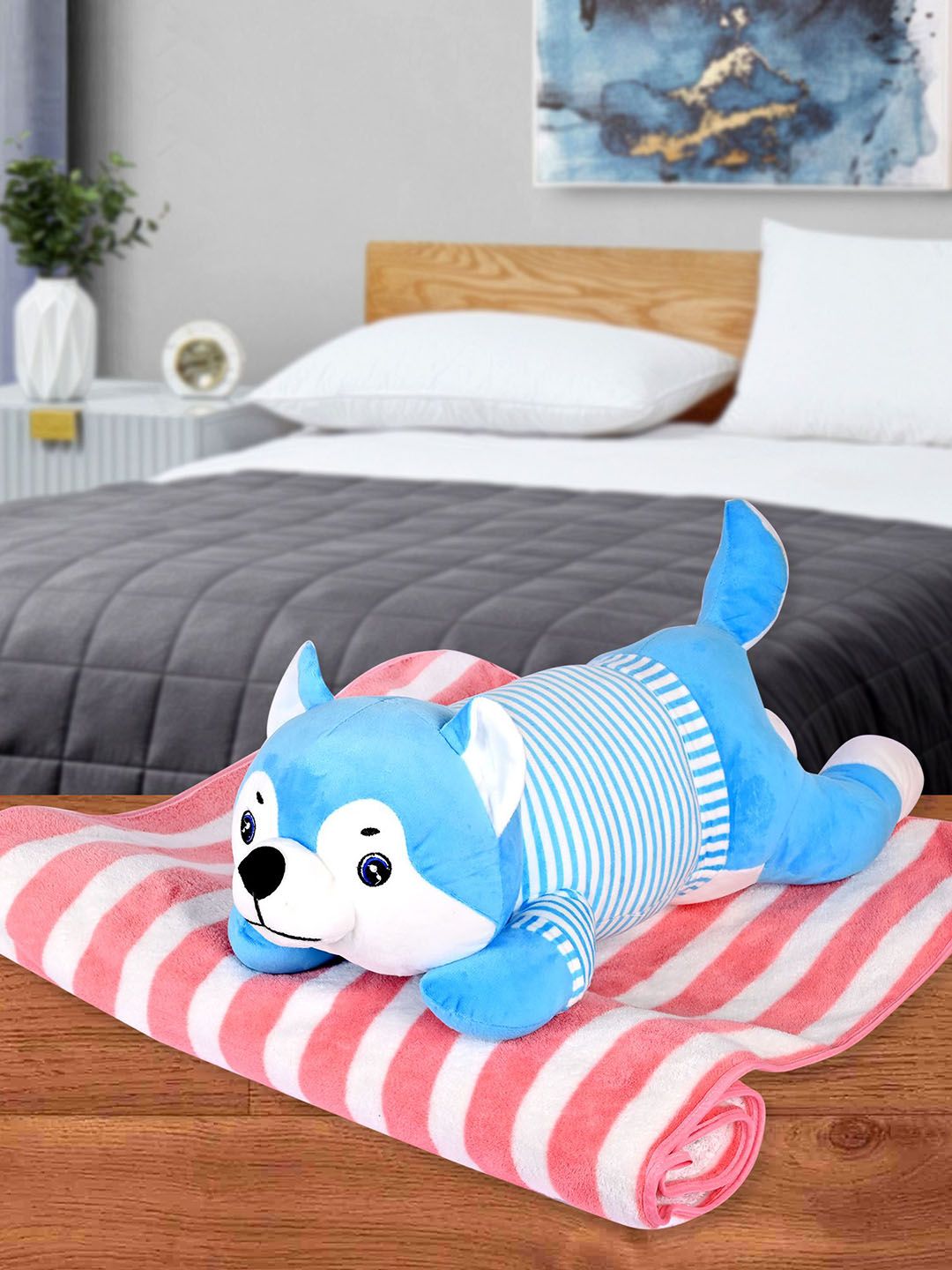 Besties Blue Sleeping Husky Dog 40 Cm