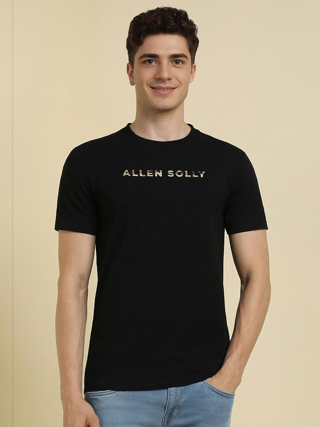 Allen Solly Men Typography Printed Round Neck Cotton T-shirt