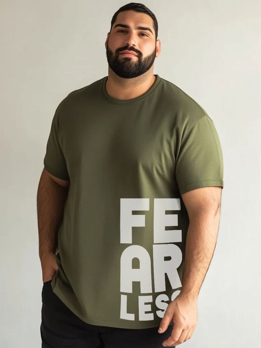 Toodle Plus Men Plus Size Printed Round Neck Pure Cotton T-Shirt