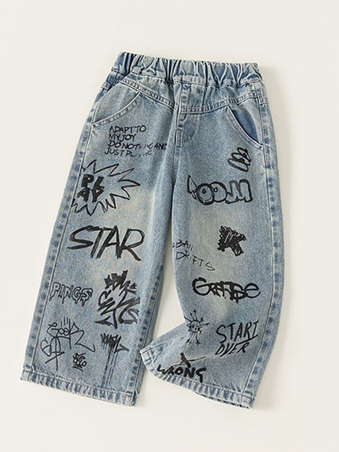 LULU & SKY Boys Wide Leg High-Rise Highly Distressed Jeans