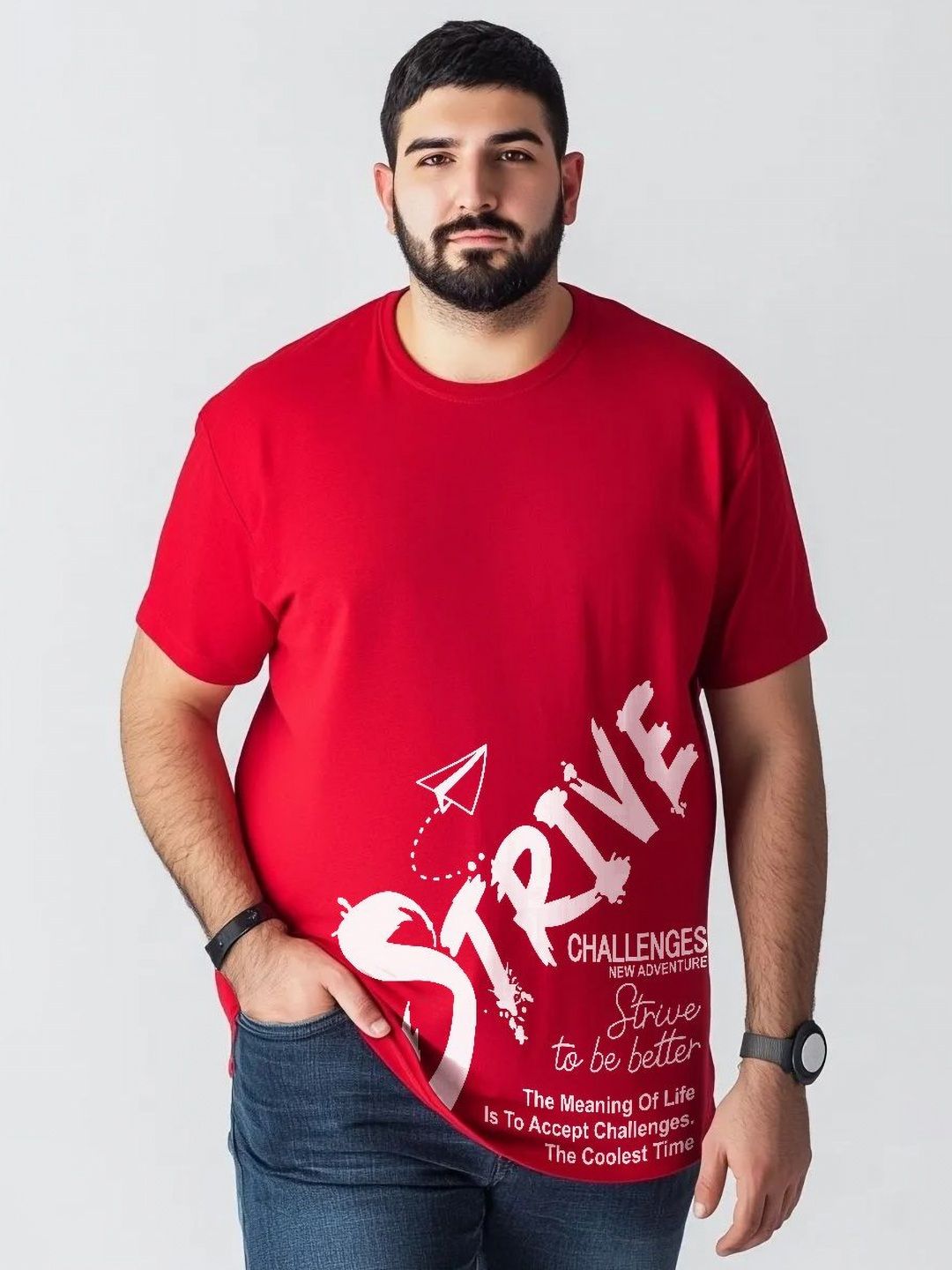 Toodle Plus Men Plus Size Cotton Printed T-shirt