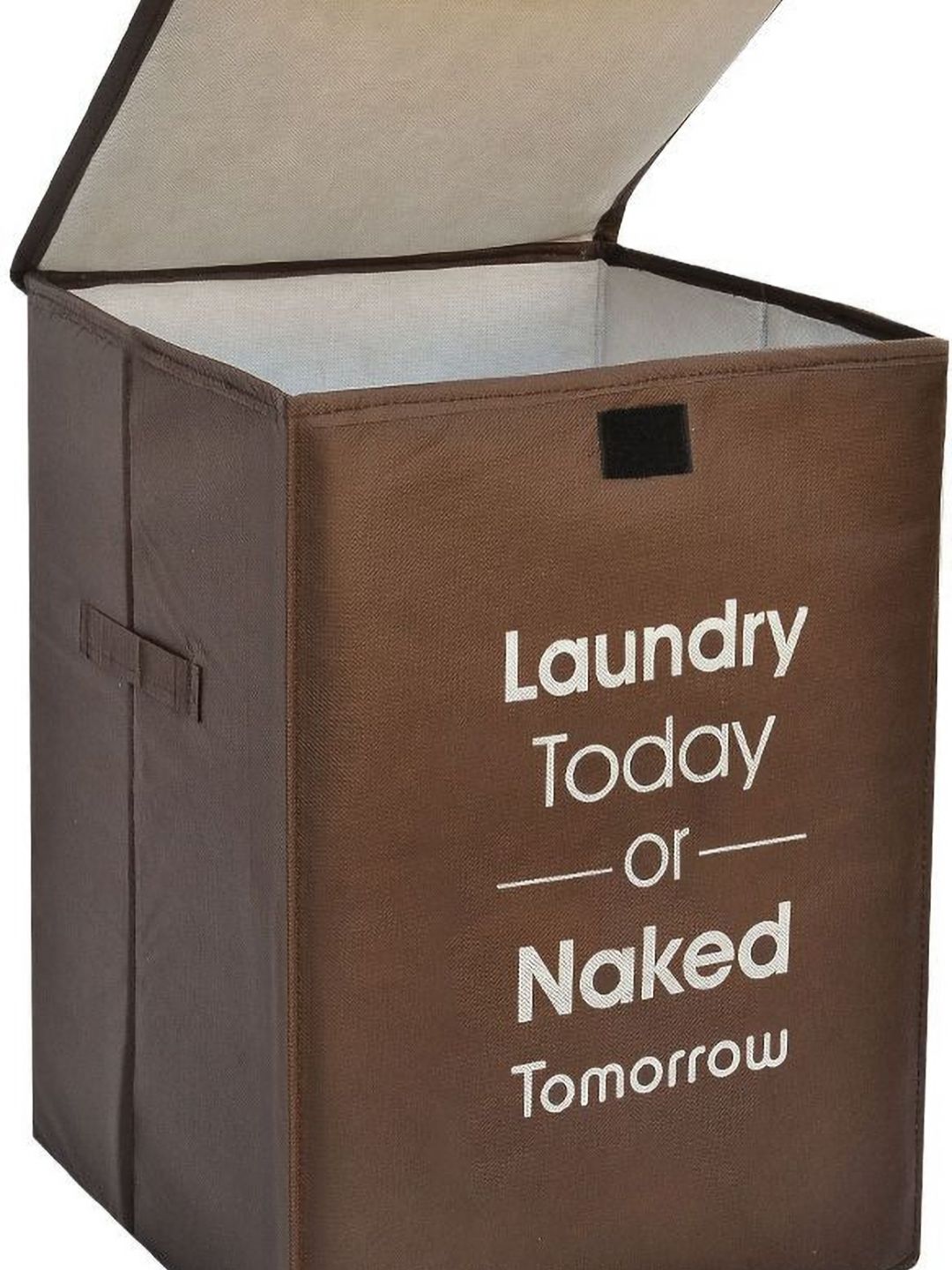 ZOVIRA White & Brown Printed Foldable Laundry Bag -75 L