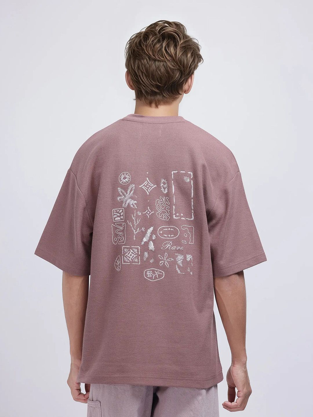RARE RABBIT Men Typography Raw Edge T-shirt deal from myntra