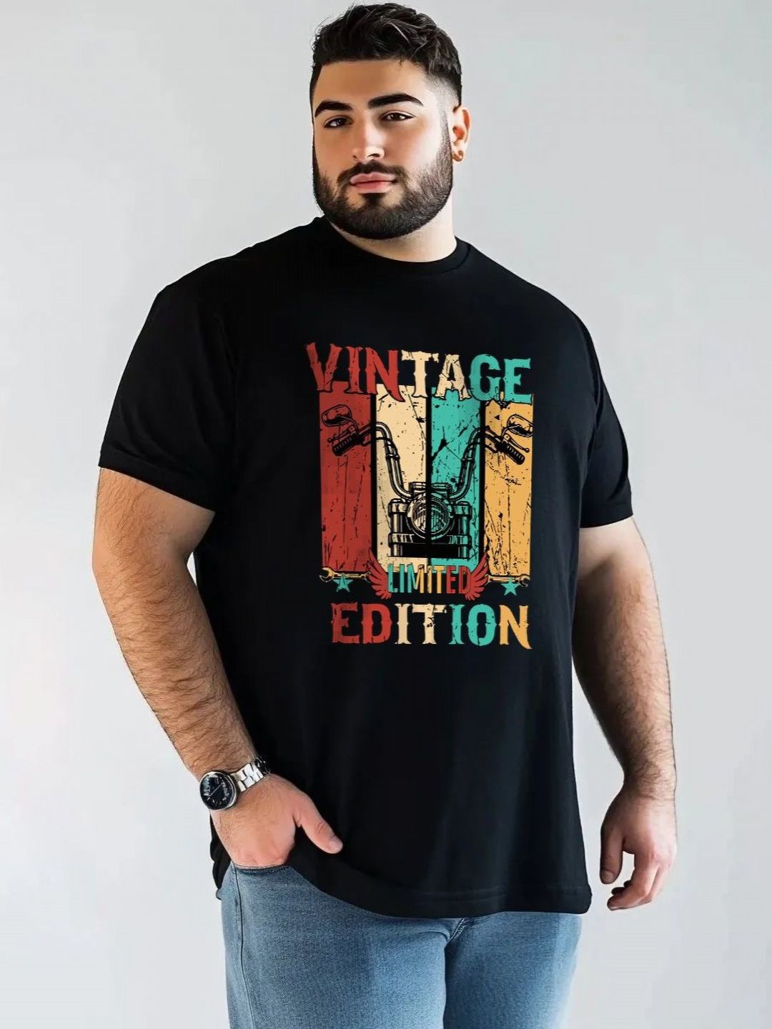 Toodle Plus Men Plus Size Cotton Printed T-shirt