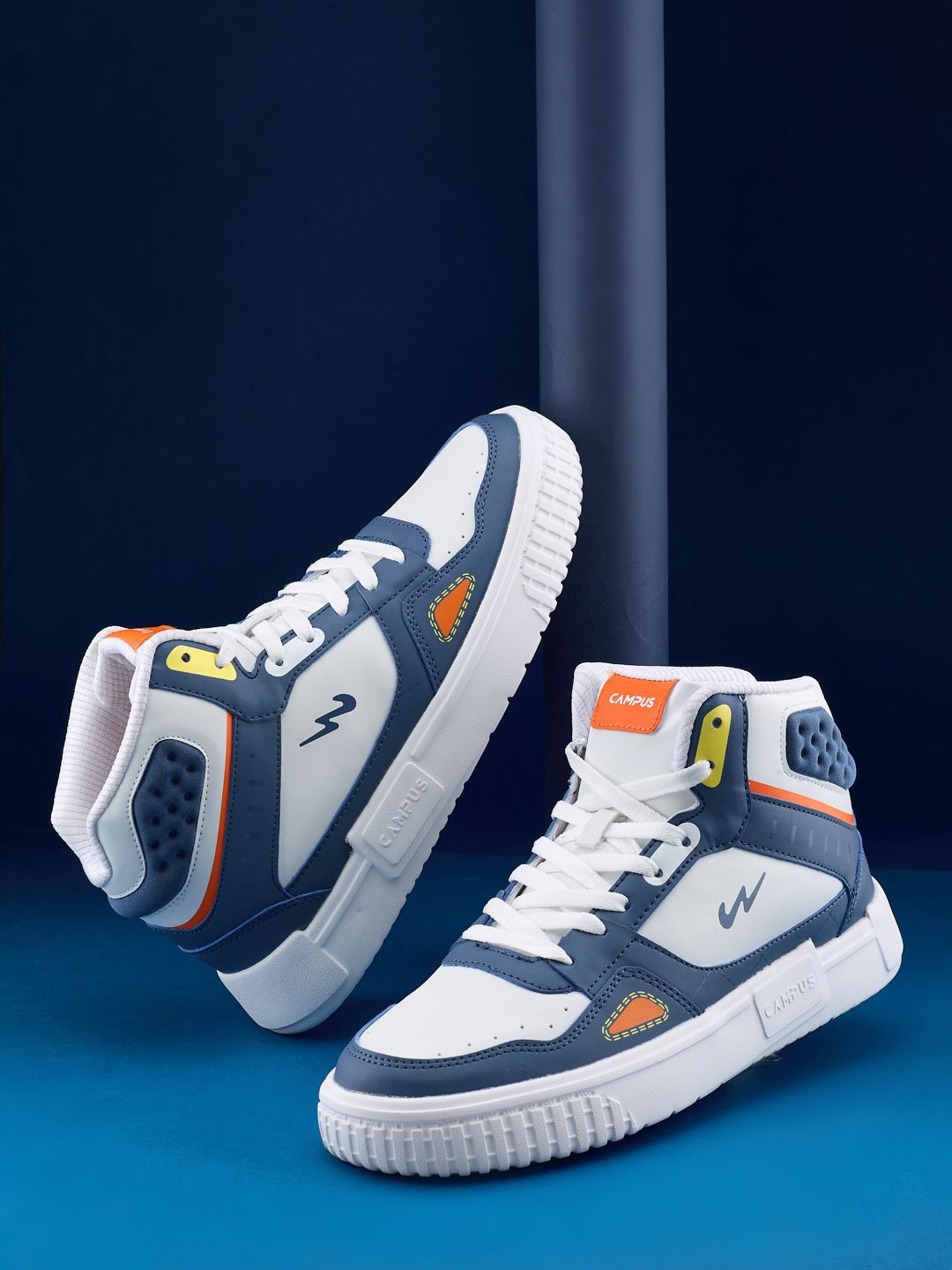 Campus Men Colourblocked PU Sneakers deal from myntra