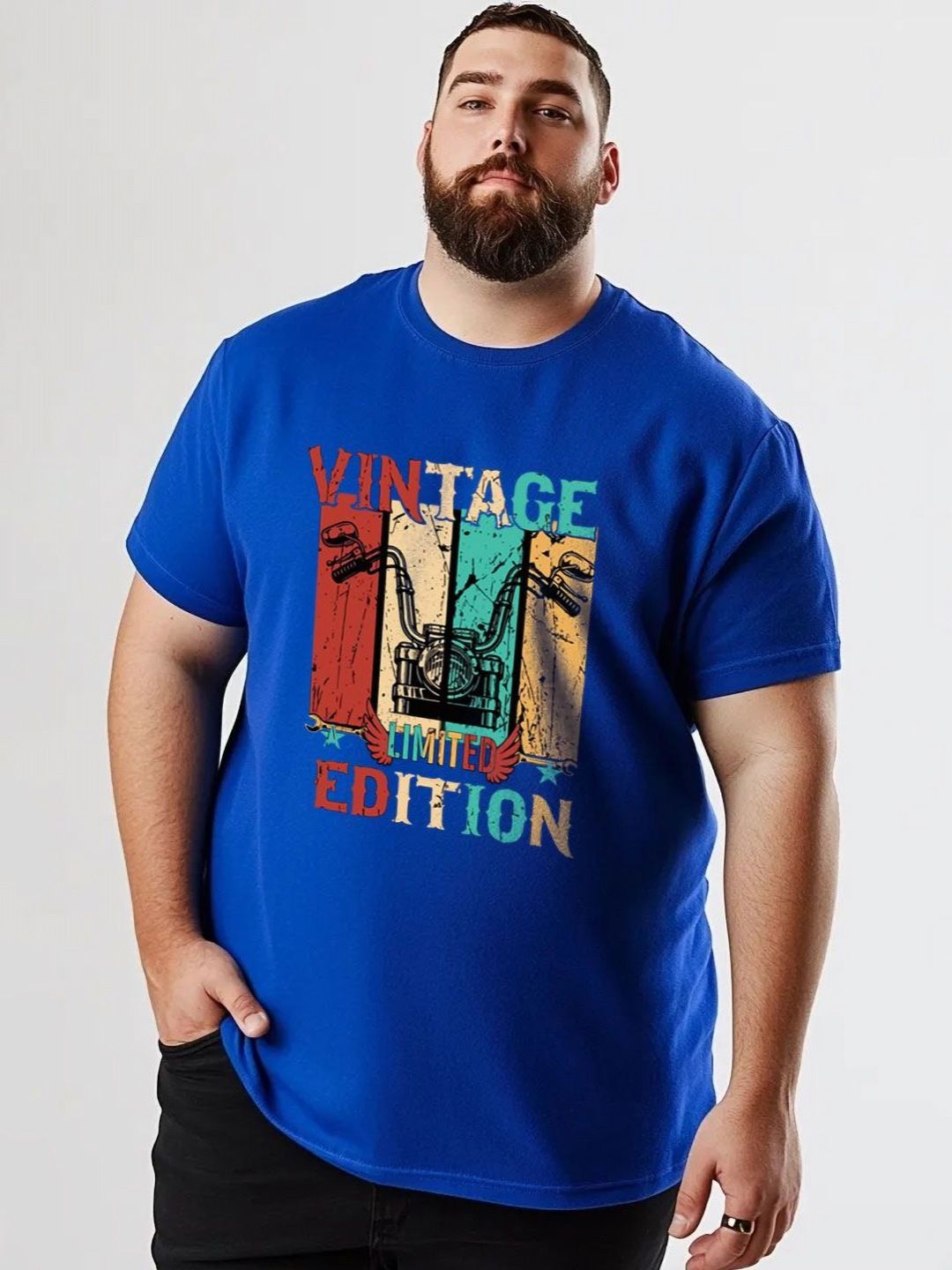 Toodle Plus Men Plus Size Cotton Printed T-shirt