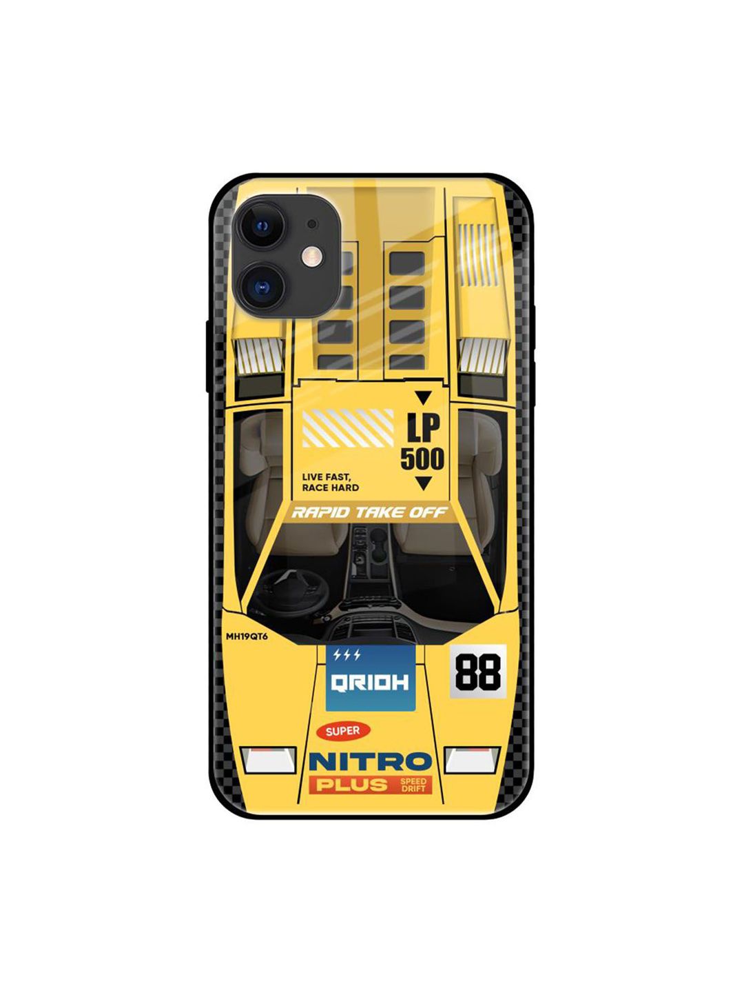 QRIOH Yellow Racing Car Printed iPhone 12 Mini Back Case
