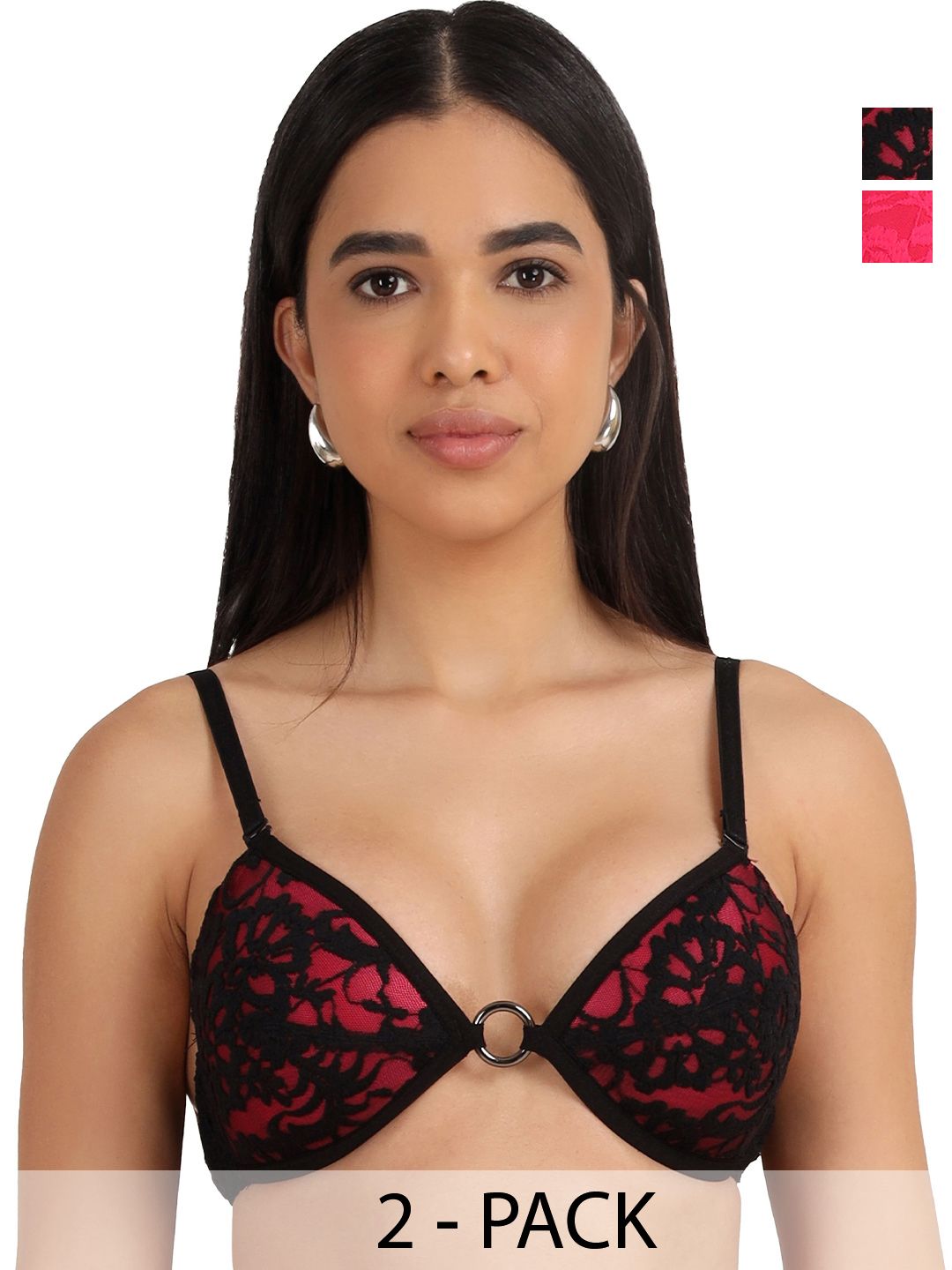 SELFCARE Abstract Bra Half Coverage Lightly Padded