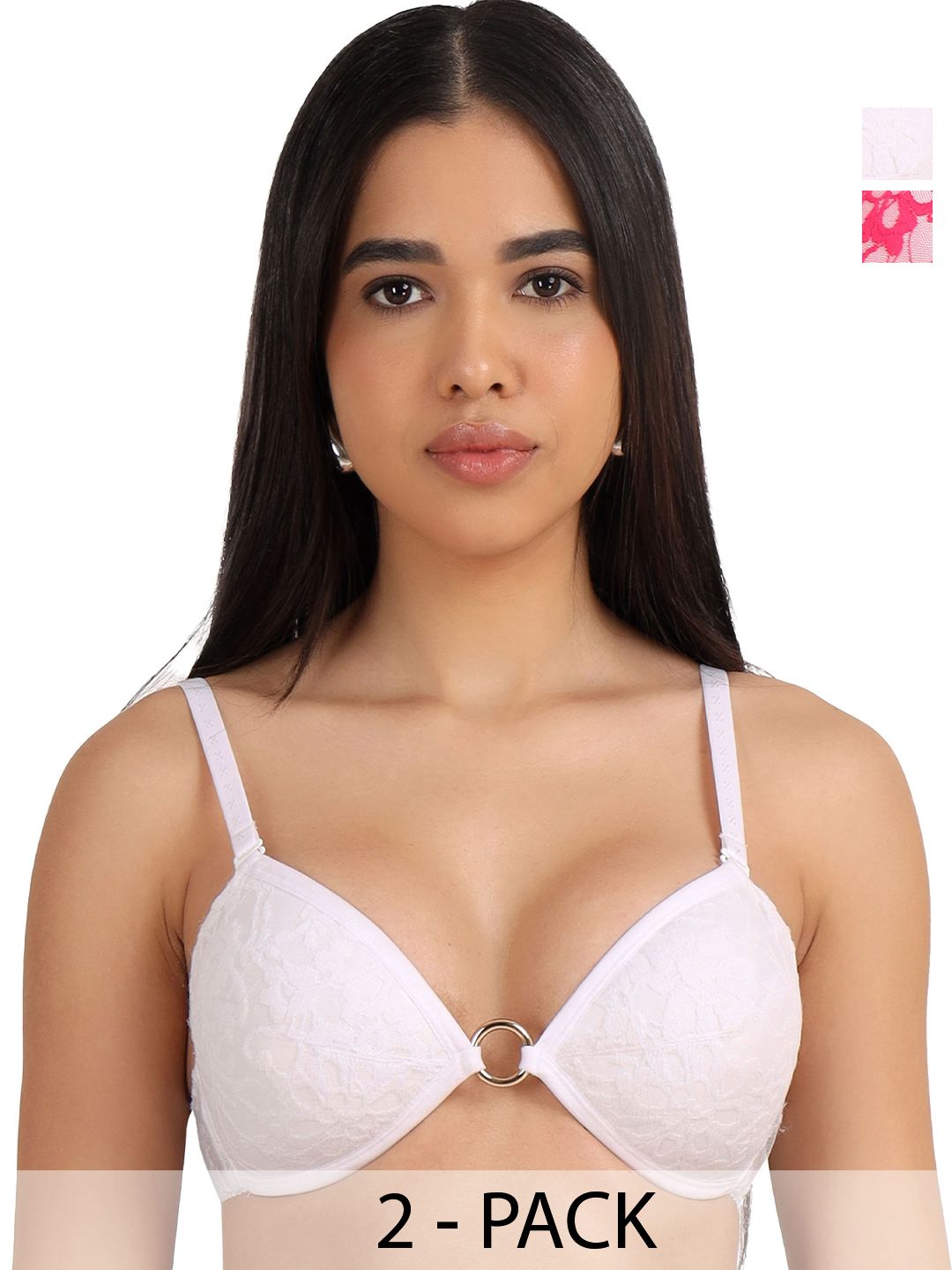 SELFCARE Pack Of 2 Women Floral Half Coverage Lightly Padded Bra