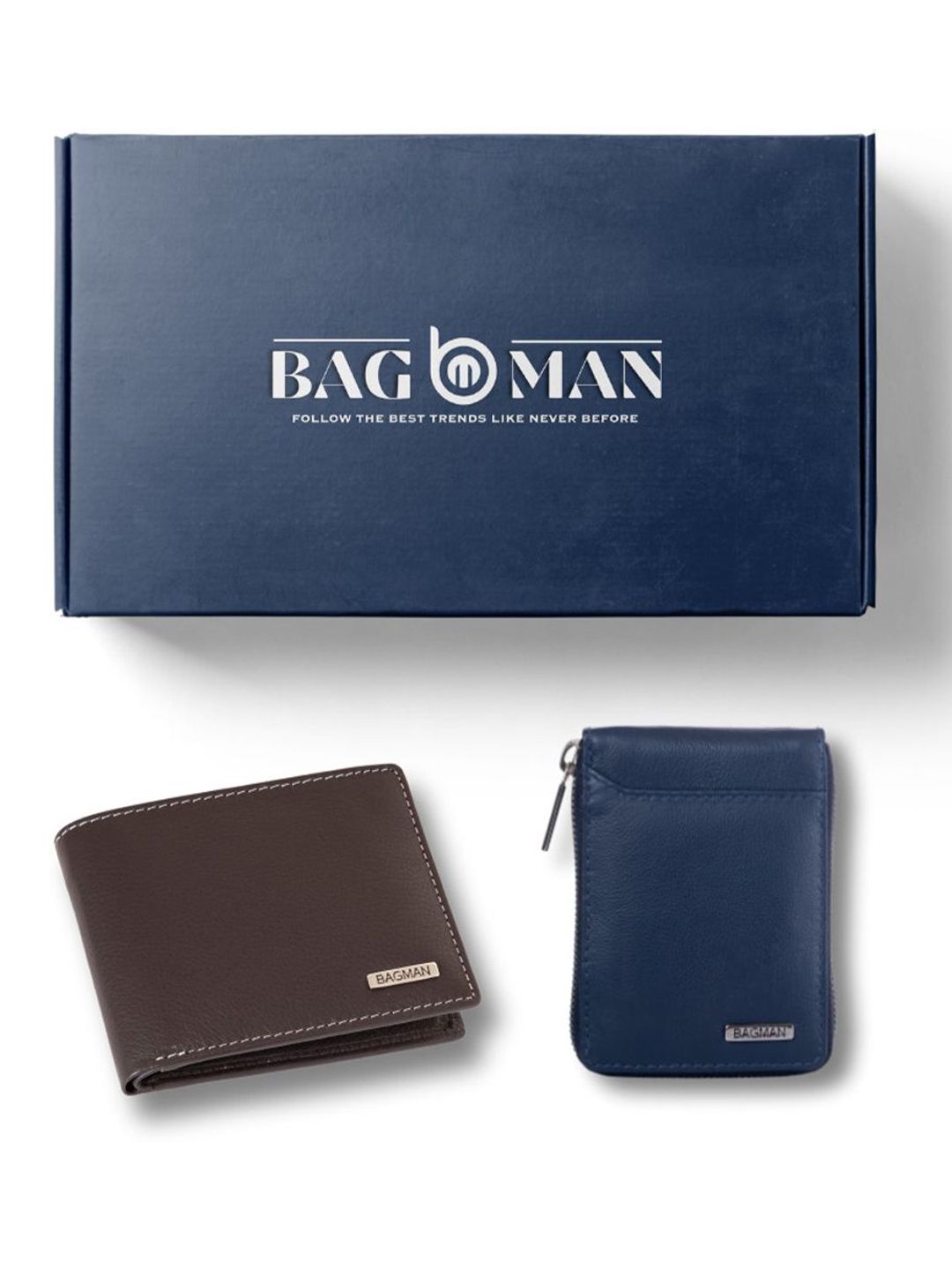 BAGMAN Unisex Wallet & Card Holder Combo RFID Protected Genuine Leather Accessory Gift Set