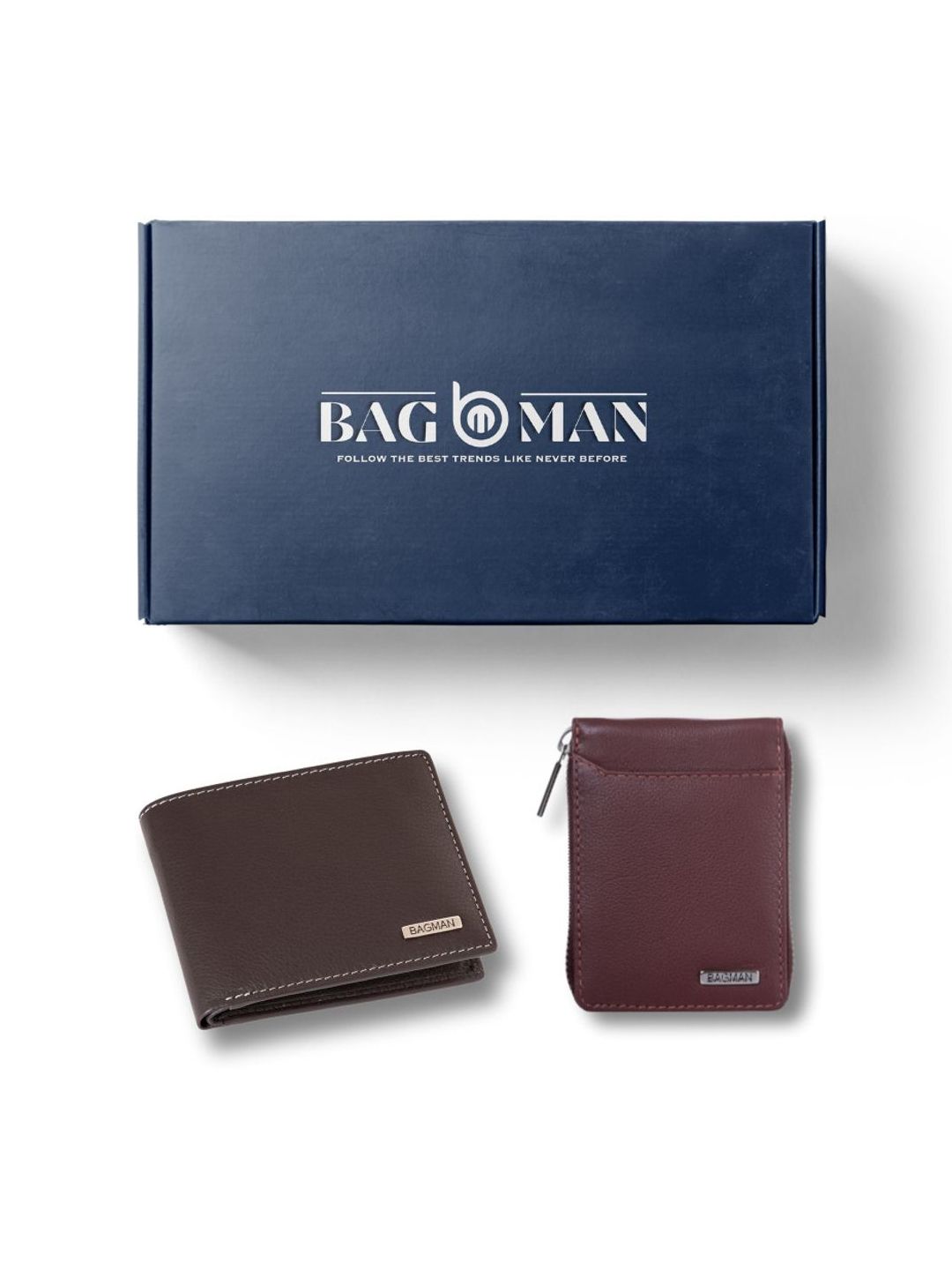 BAGMAN Unisex Wallet & Card Holder Combo RFID Protected Genuine Leather Accessory Gift Set