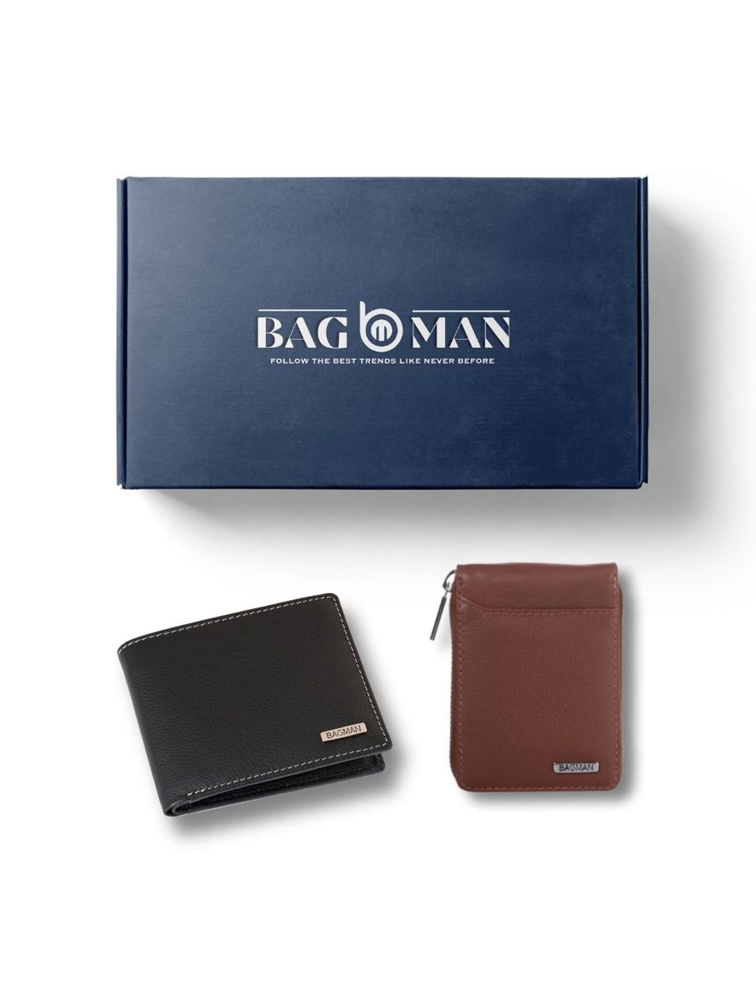 BAGMAN Unisex Wallet & Card Holder Combo RFID Protected Genuine Leather Accessory Gift Set