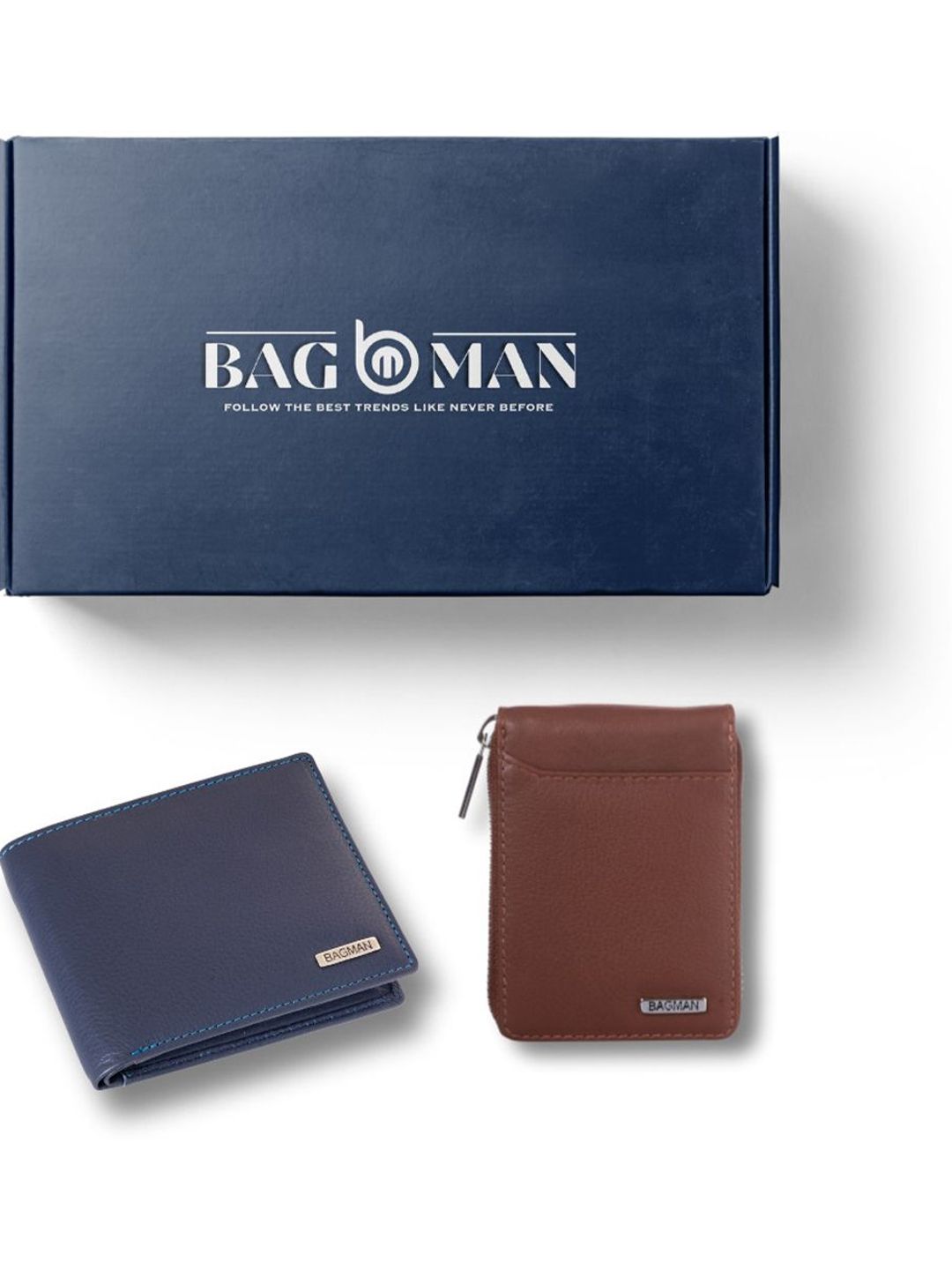 BAGMAN Unisex Wallet & Card Holder Combo RFID Protected Genuine Leather Accessory Gift Set
