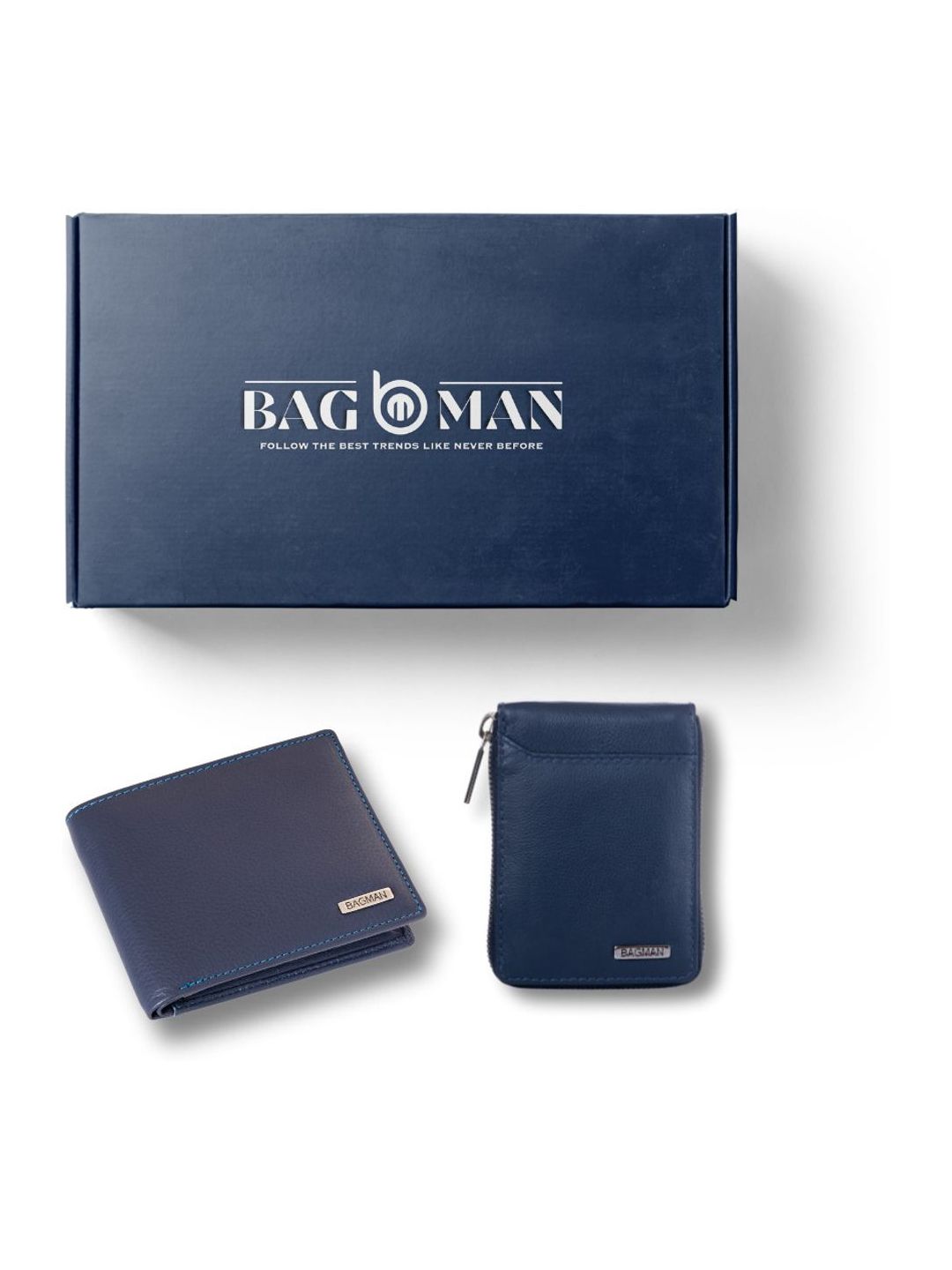BAGMAN Unisex Wallet & Card Holder Combo RFID Protected Genuine Leather Accessory Gift Set