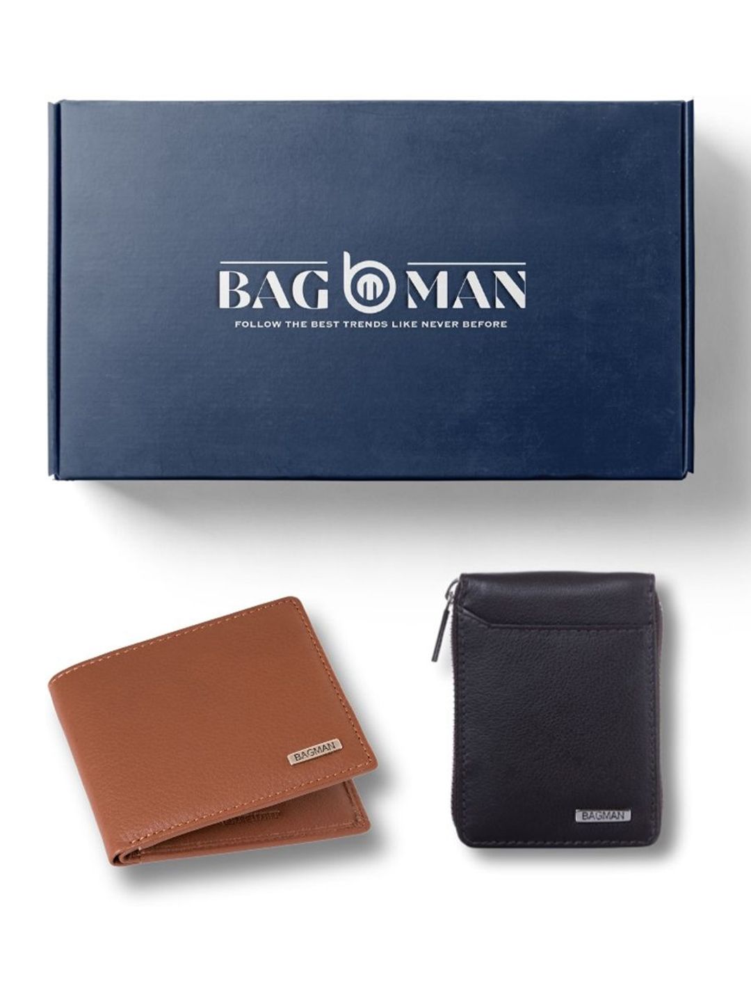 BAGMAN Unisex Wallet & Card Holder Combo RFID Protected Genuine Leather Accessory Gift Set