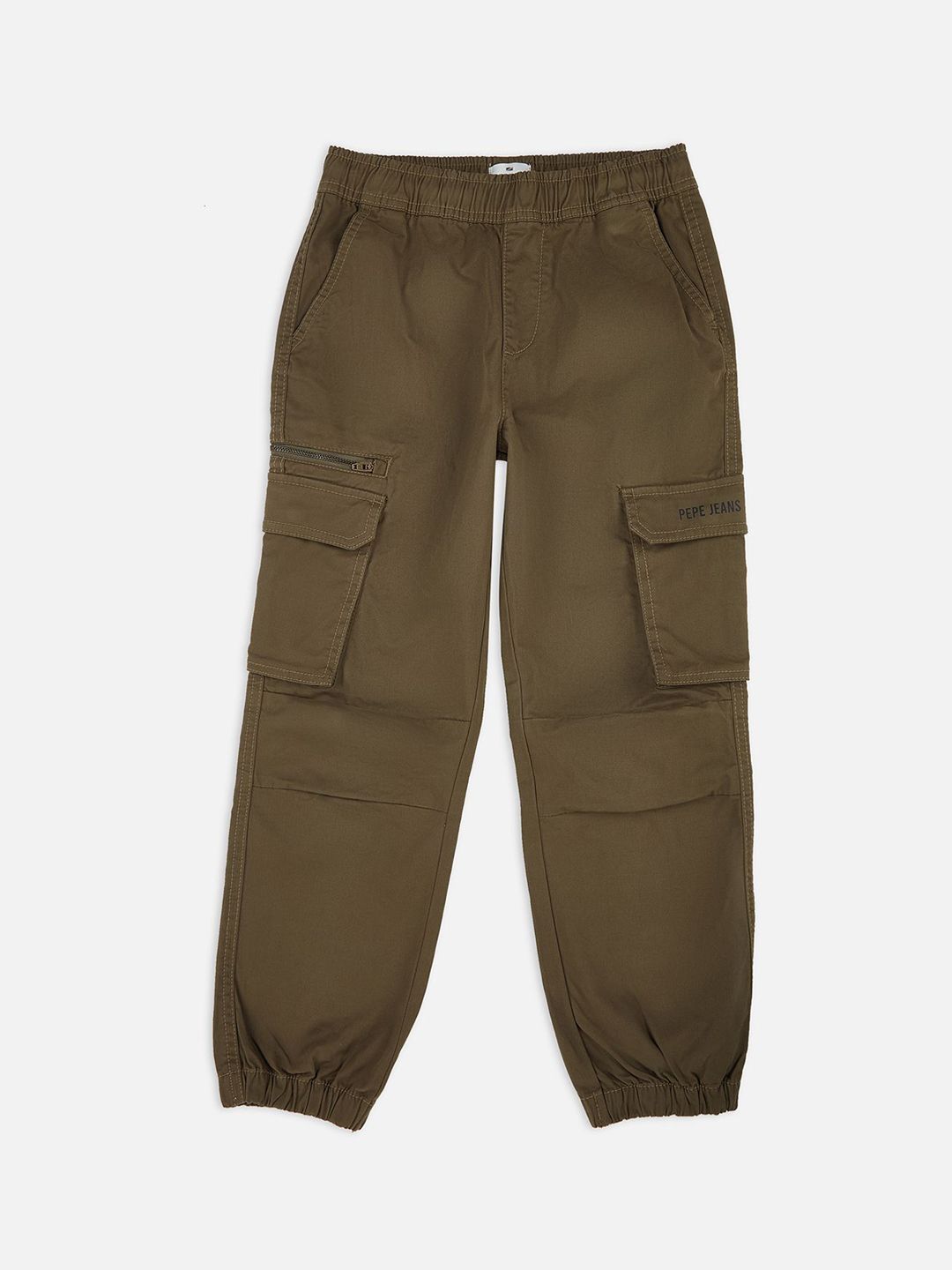 Pepe Jeans Boys Mid-Rise Slip-On Regular Fit Cargos Trousers