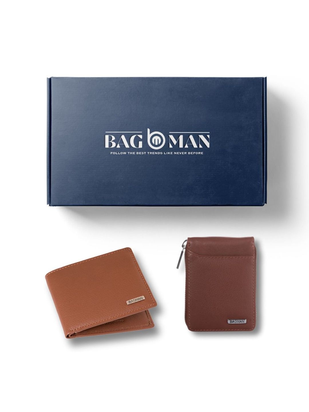 BAGMAN Unisex Wallet & Card Holder Combo RFID Protected Genuine Leather Accessory Gift Set