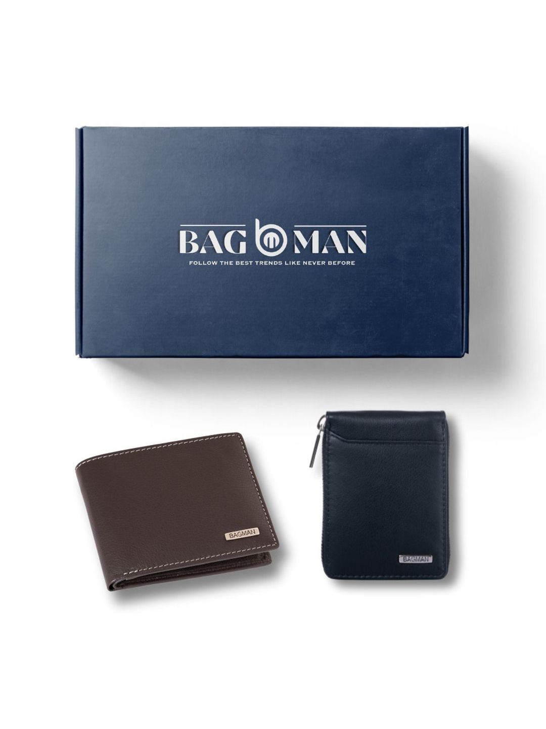 BAGMAN Unisex Wallet & Card Holder Combo RFID Protected Genuine Leather Accessory Gift Set