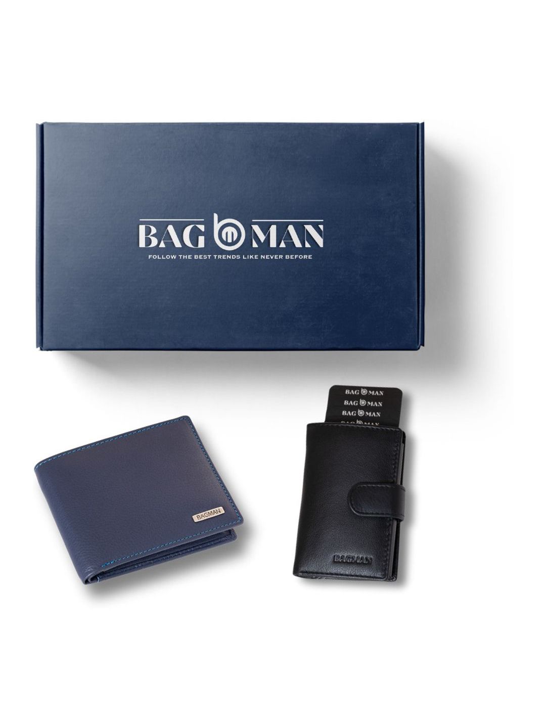 BAGMAN Unisex Wallet & Card Holder Combo RFID Protected Genuine Leather Accessory Gift Set