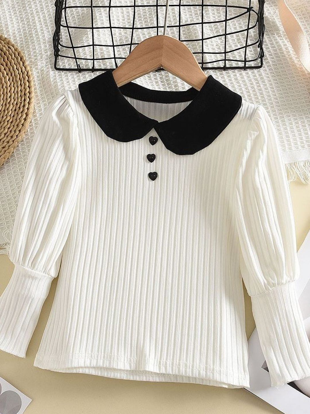 LULU & SKY Girls Checked V-Neck Pockets T-shirt