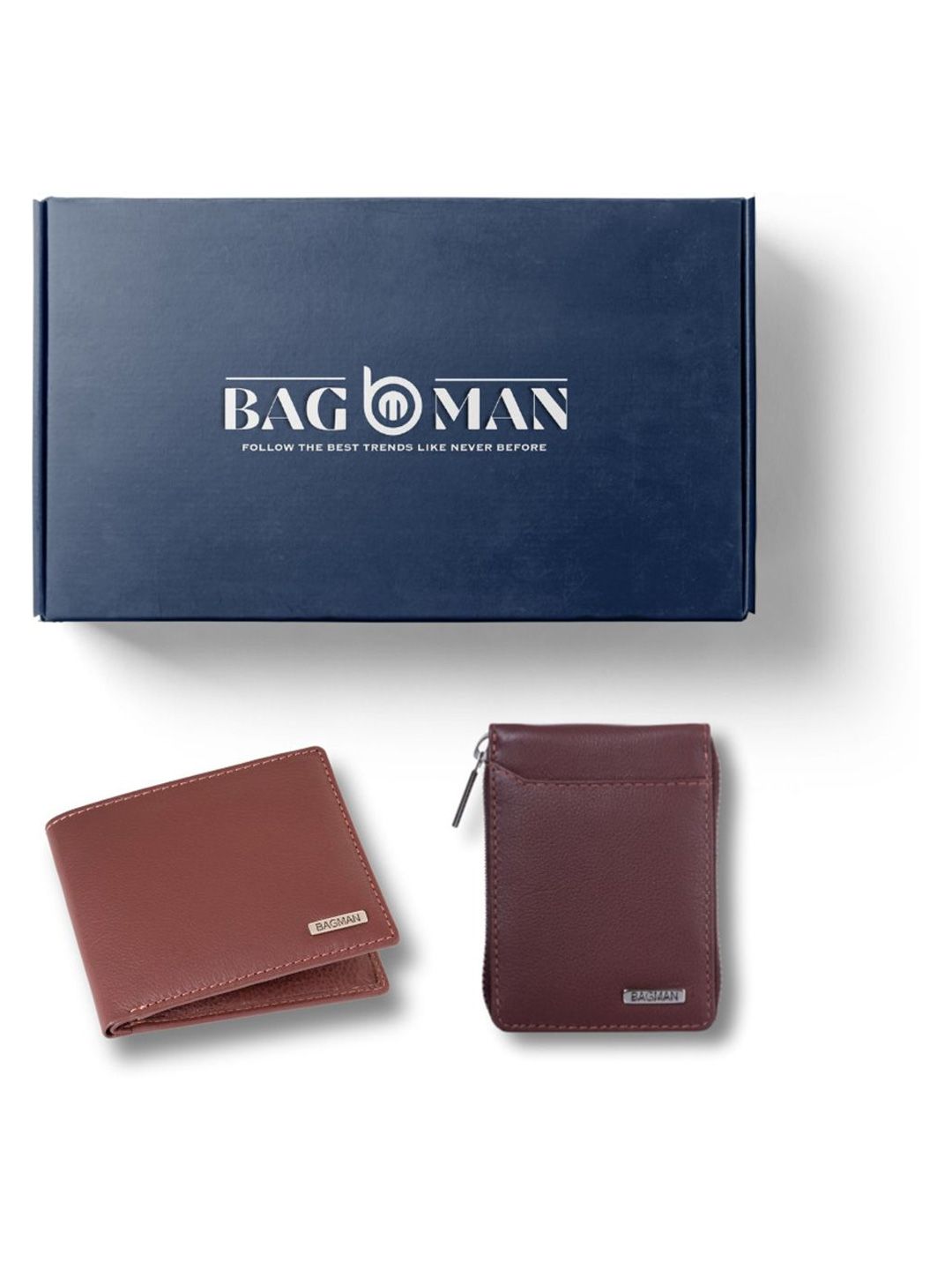 BAGMAN Unisex Wallet & Card Holder Combo RFID Protected Genuine Leather Accessory Gift Set