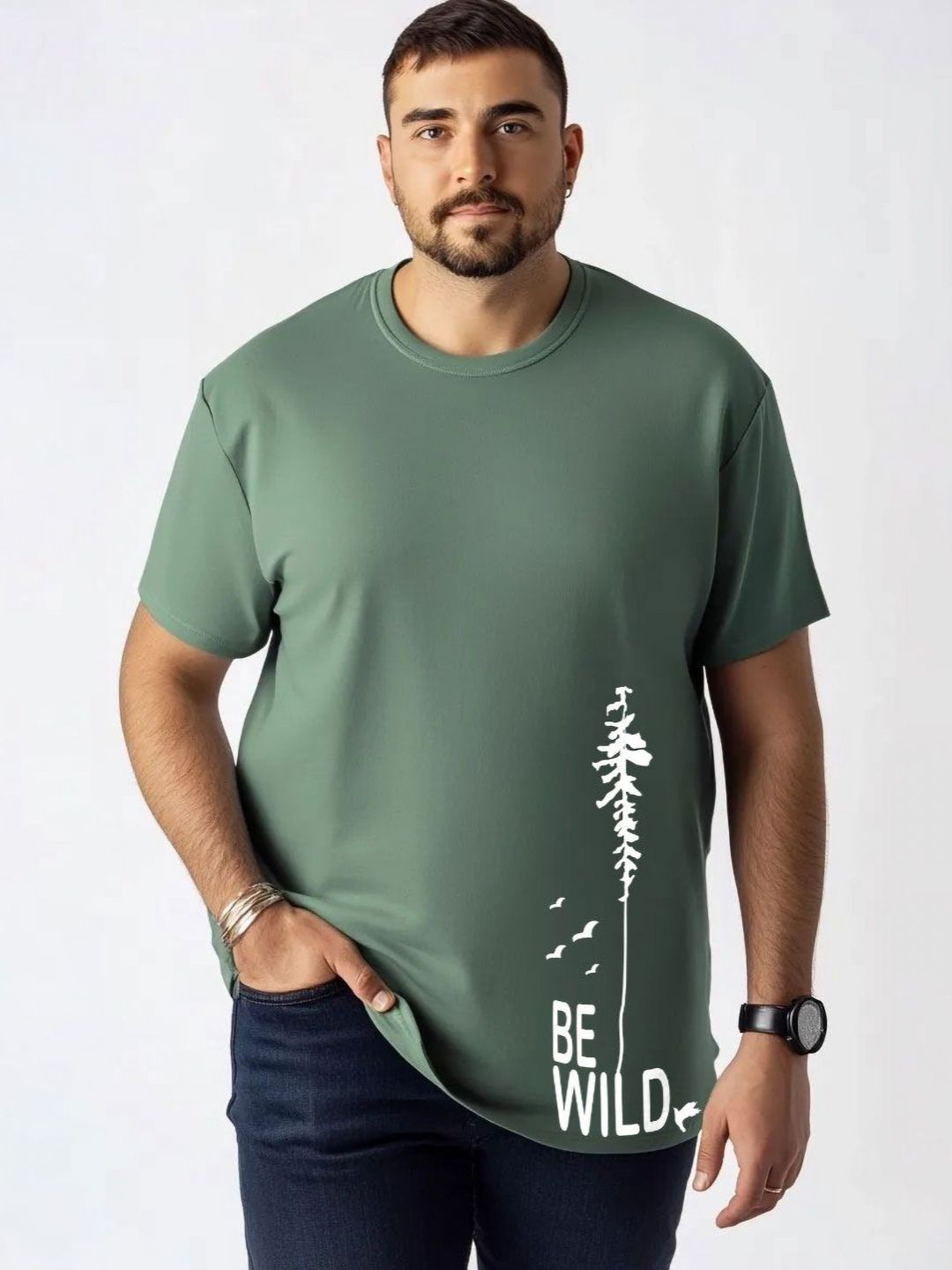 Toodle Plus Men Plus Size Cotton Printed T-shirt