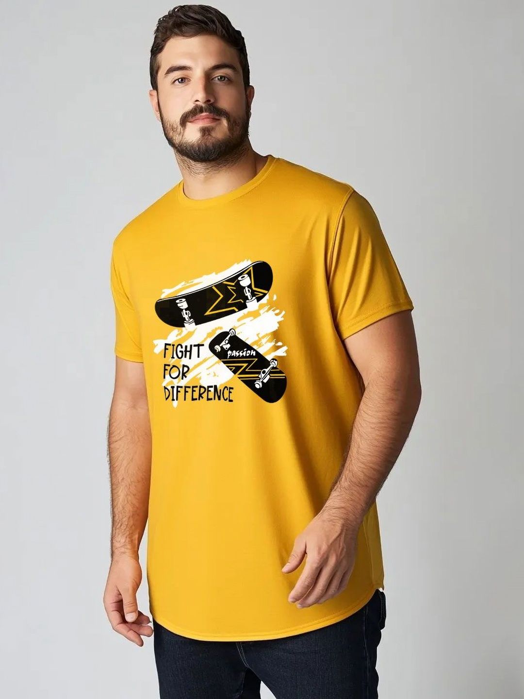 Toodle Plus Men Plus Size Cotton Printed T-shirt