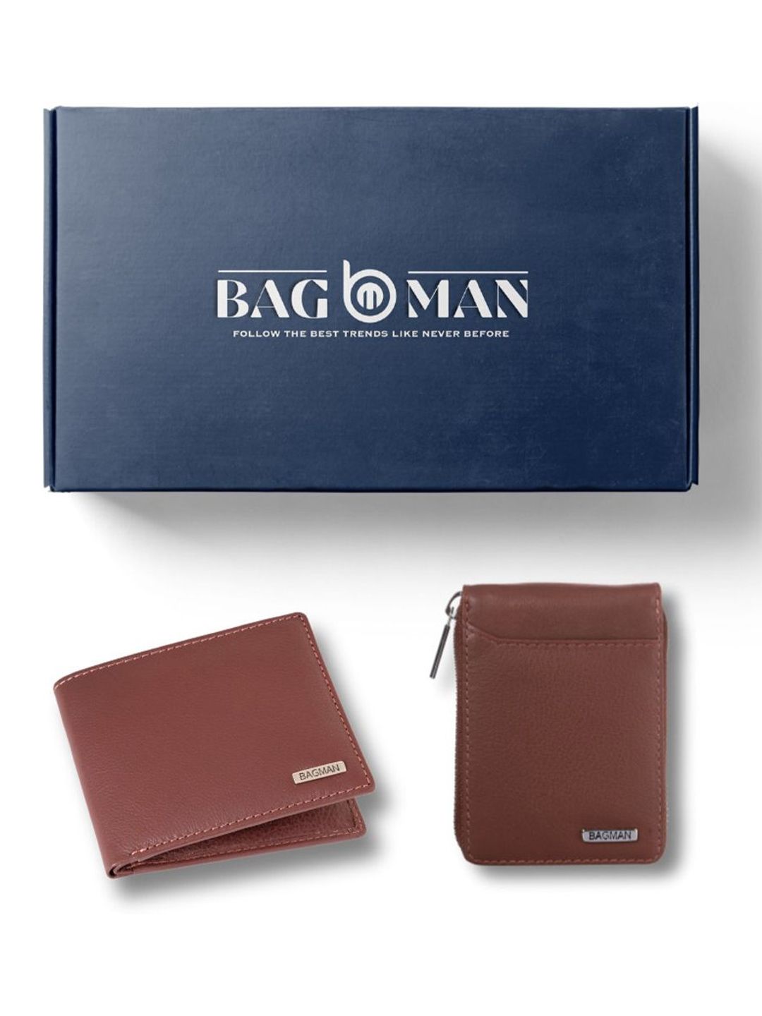 BAGMAN Unisex Wallet & Card Holder Combo RFID Protected Genuine Leather Accessory Gift Set