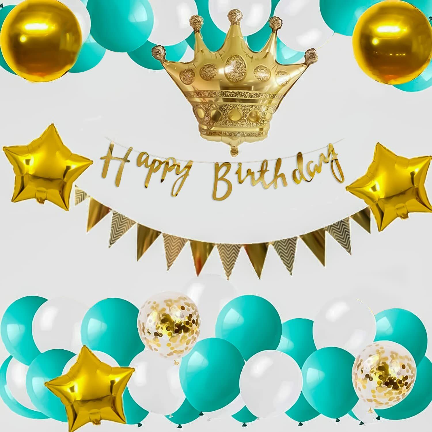 Special You Sea Green & White 62-Pcs Birthday Decor Items