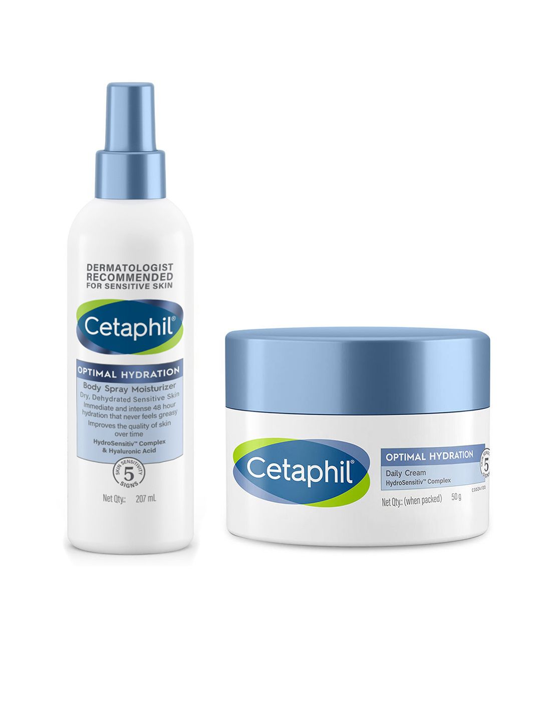 Cetaphil Cetaphil Set of Optimal Hydration Lightweight Moisturizer Body Spray 207ml & Cream 50g