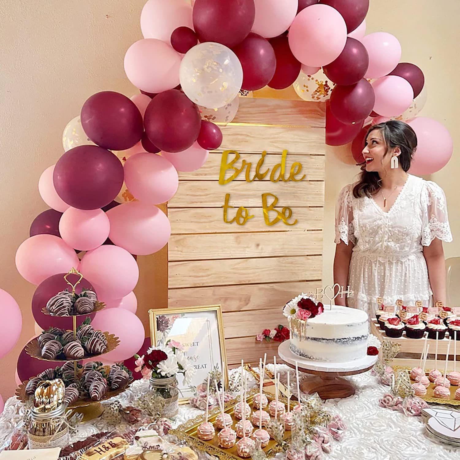 Special You 45 -Pcs Pink & Burgundy Balloons & Bride To Be Decor