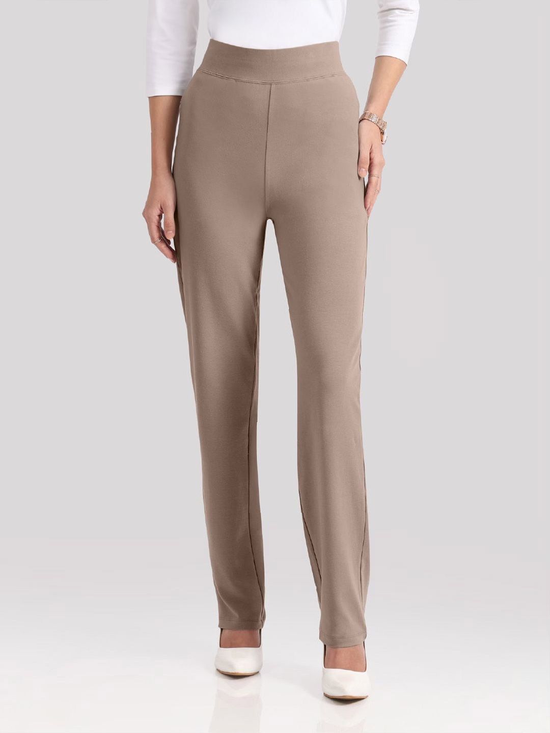 BlissClub Women AM PM Cotton Straight Pants | Wide Waistband | High Rise | Drawstring | 2 Pockets - View #10